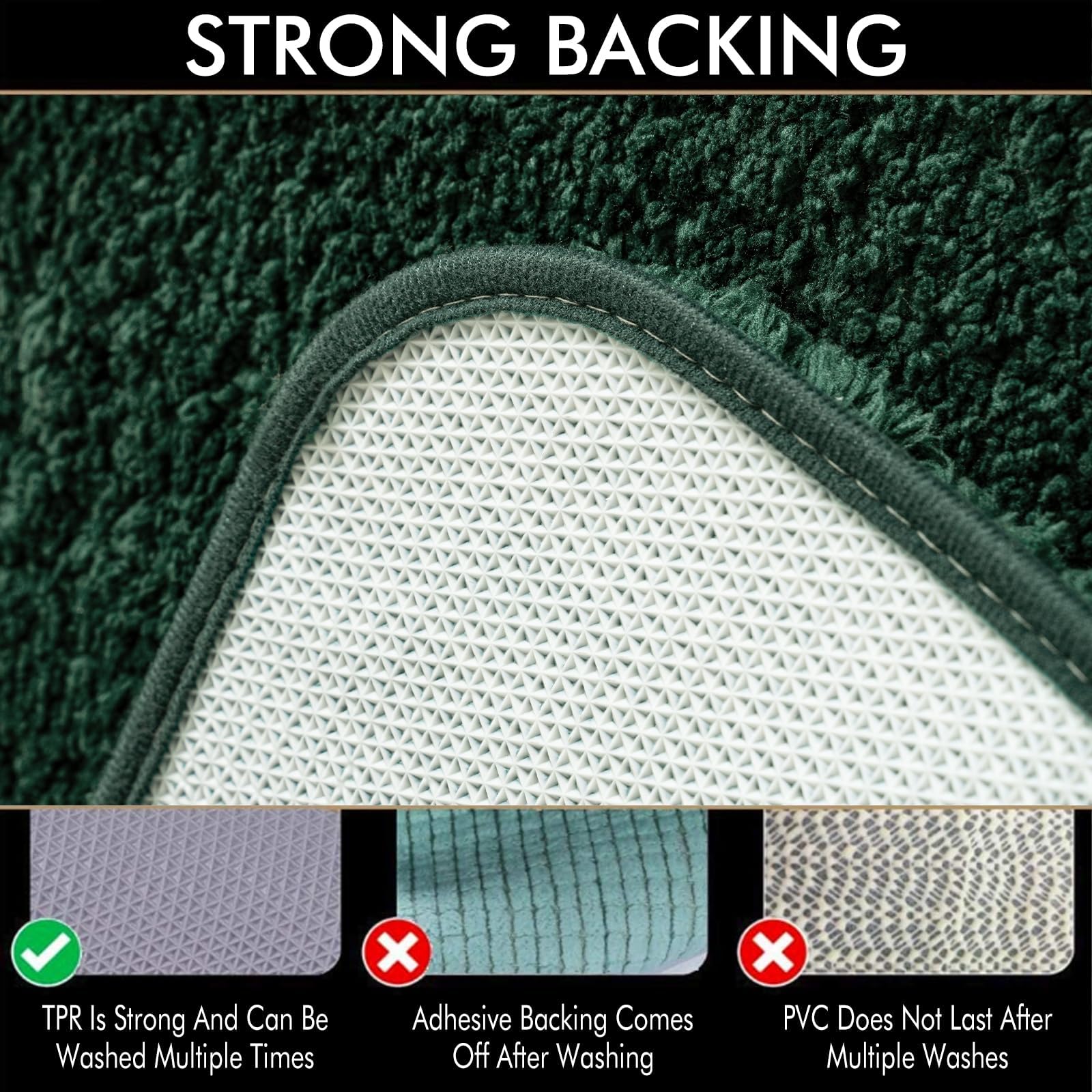 Miulee Christmas Dark Green Bathroom Rugs Non Slip Bath Mat 24'' X 48'' Shaggy Soft Bath Rug Plush Microfiber Absorbent Water Fo