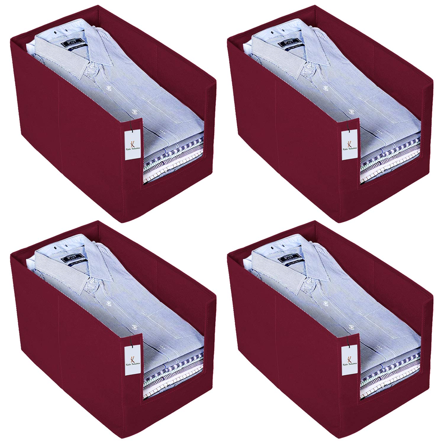 Kuber Industries (Set Of 4) Clothes Organiser For Wardrobe  Foldable And Stackable Organizer For Shirt | Garments | Cloth  Sto