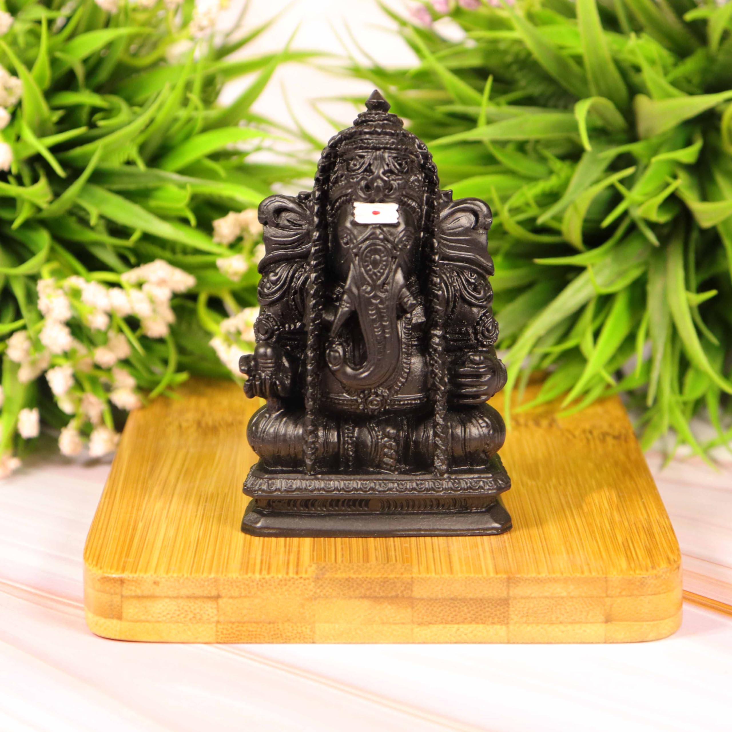 Spillbox Natural Black Unpolished Karungali Wood Ganesh Idol|Original Ebony Wood|Vinayagar Idol|Gift|Ganapati Murti|Ganesha Stat