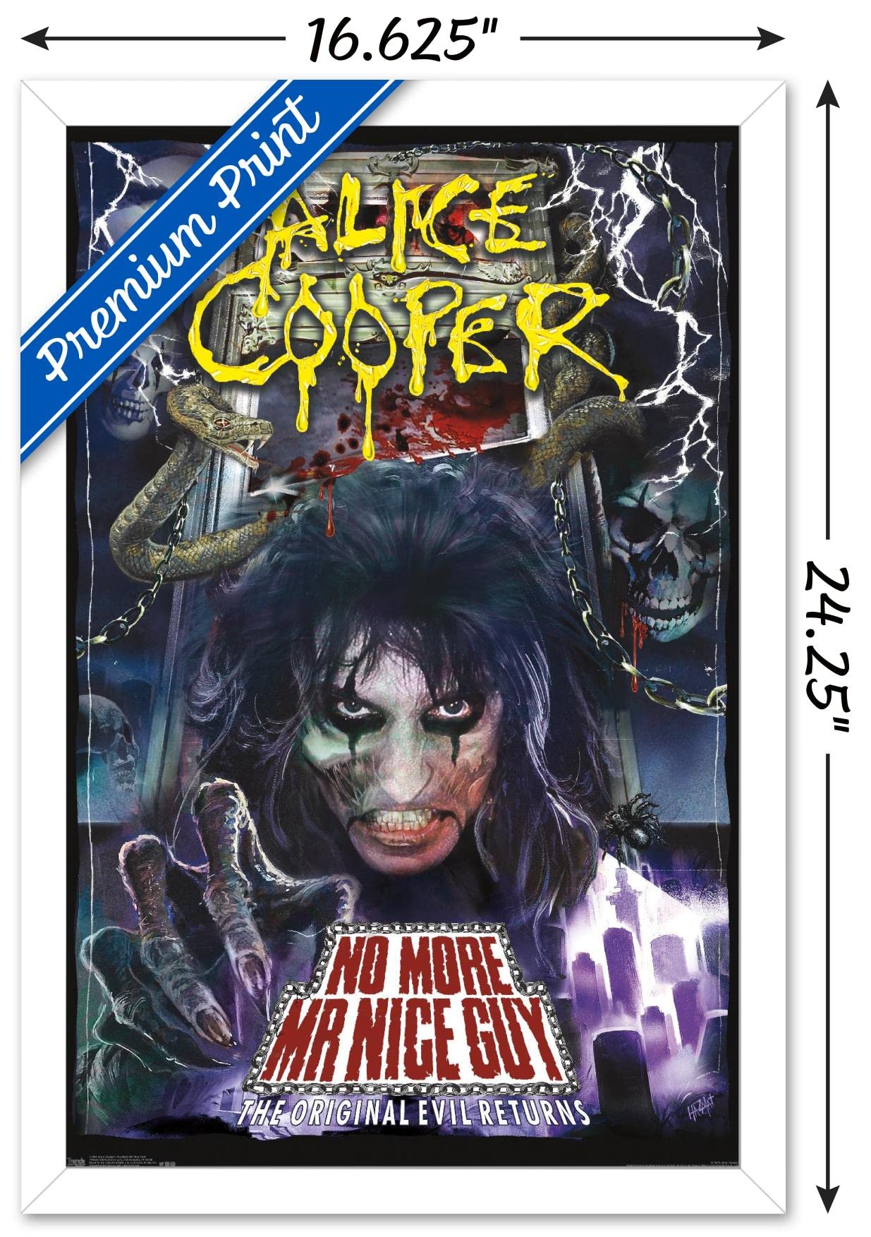 Trends International Alice Cooper - No More Mr. Nice Guy Wall Poster, 14.725'' X 22.375'', White Framed Version