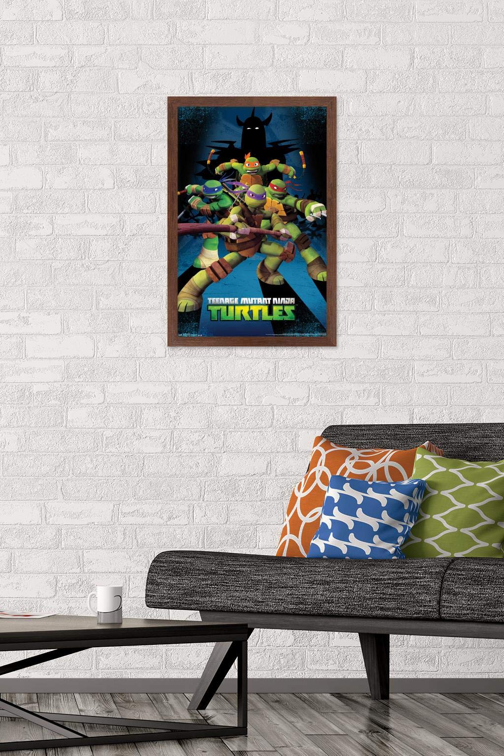 Trends International Nickelodeon Teenage Mutant Ninja Turtles - Assemble Wall Poster, 14.725'' X 22.375'', Mahogany Framed Versi