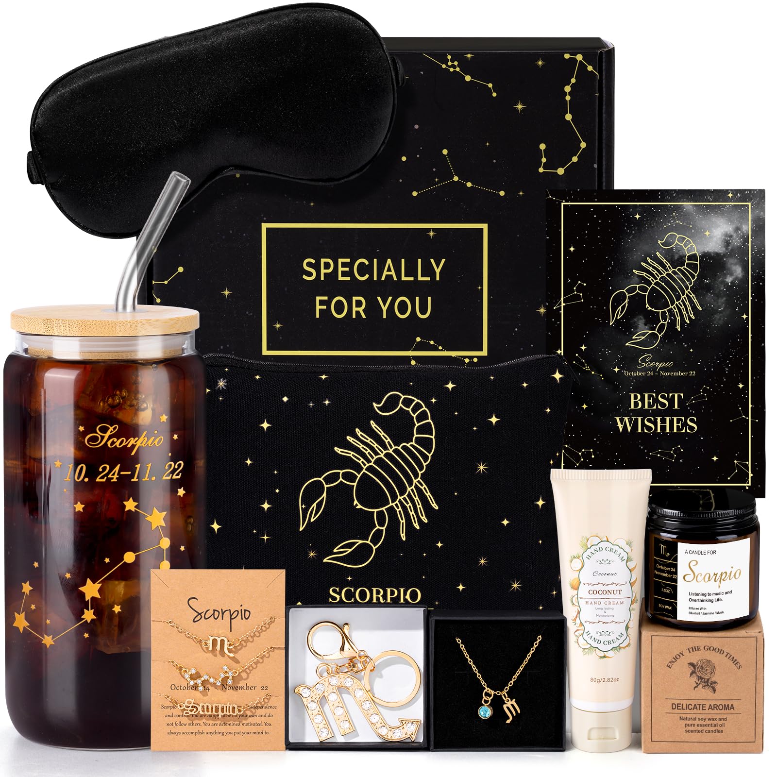 14PCS Scorpio Birthday Christmas Gifts for Women, Scorpio Astrology Gifts for Women Bakets, 12 Zodiac Gifts for Woman Friends Fe