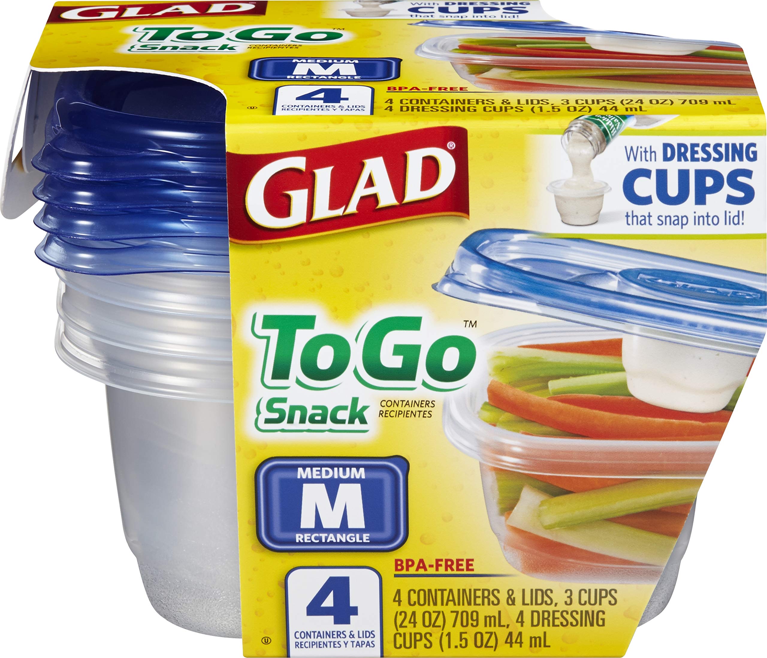 Glad To Go Food Storage Containers | Medium 24 Oz Containers For Food Storage From Strong And Sturdy Rectangle Containers In Sta