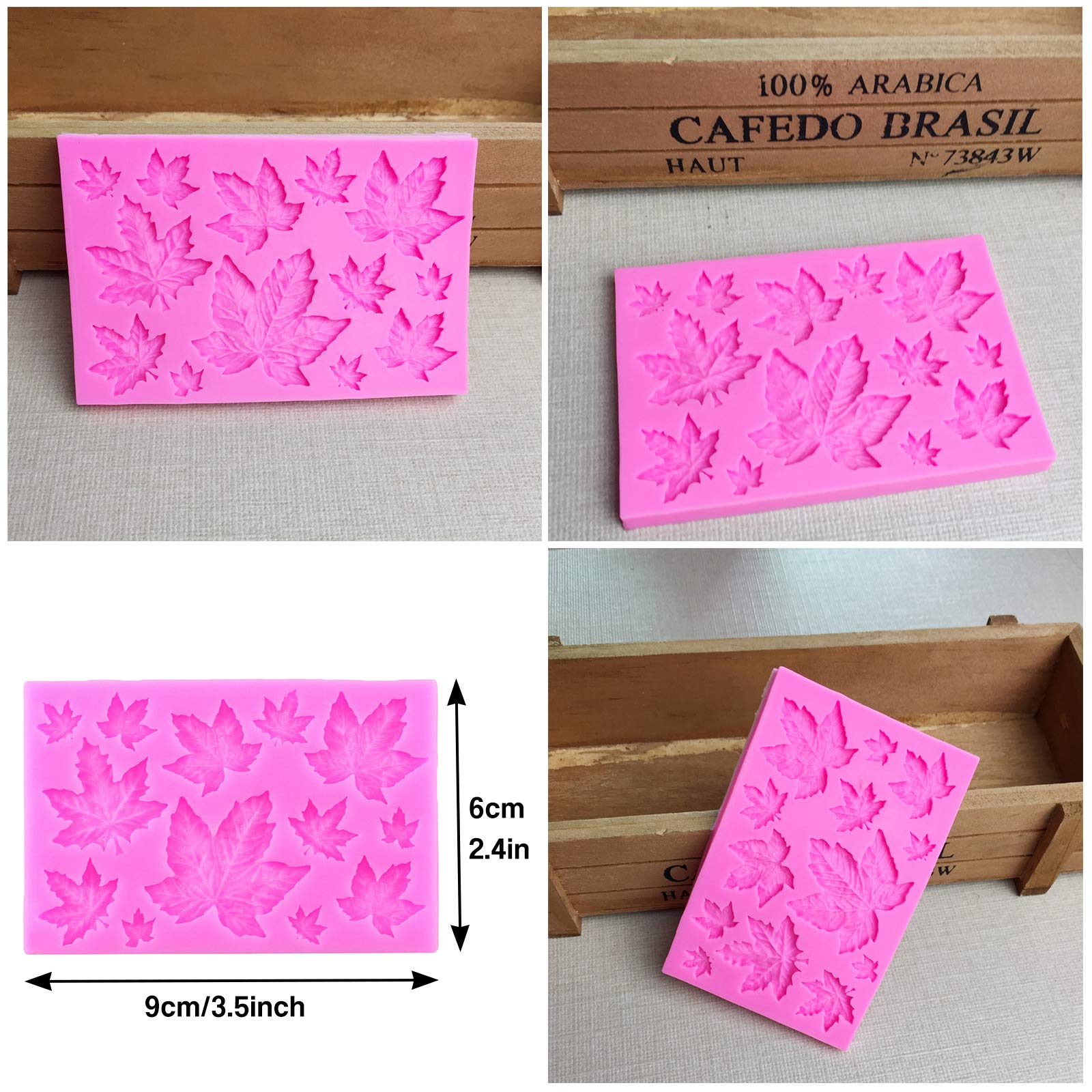 Rainmae 5Pcs Autumn 3D Pumpkin Silicone Mold, Mini Pumpkin Mold For Thankgiving Cupcake Molds, Maple Leaves Fondant Cake Decorat