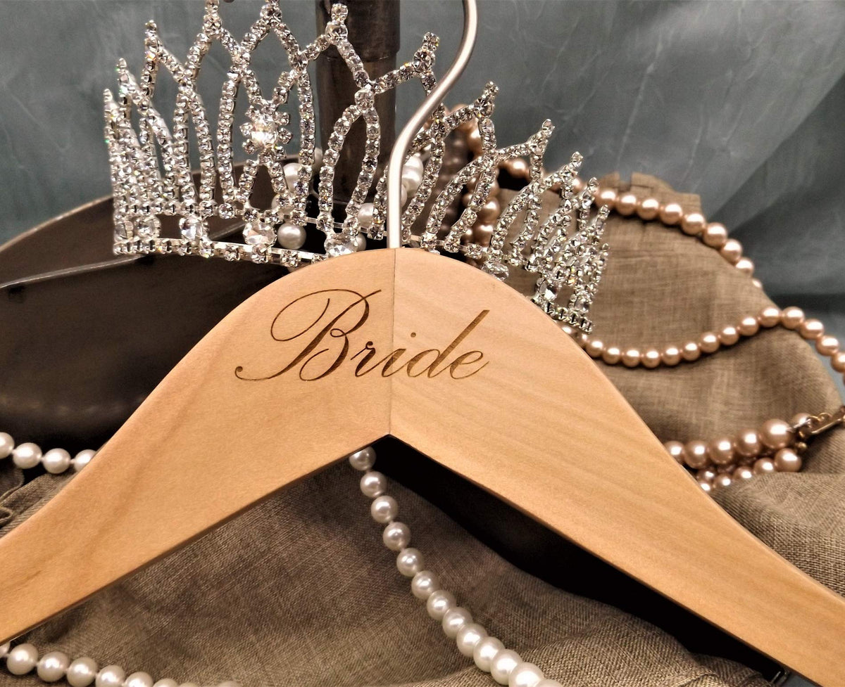 Nahanco B20017Eng Bridal Hanger, Natural Wood Hanger Engraved With (Bride), 17    (1 Piece), Natural W/Engraved Print