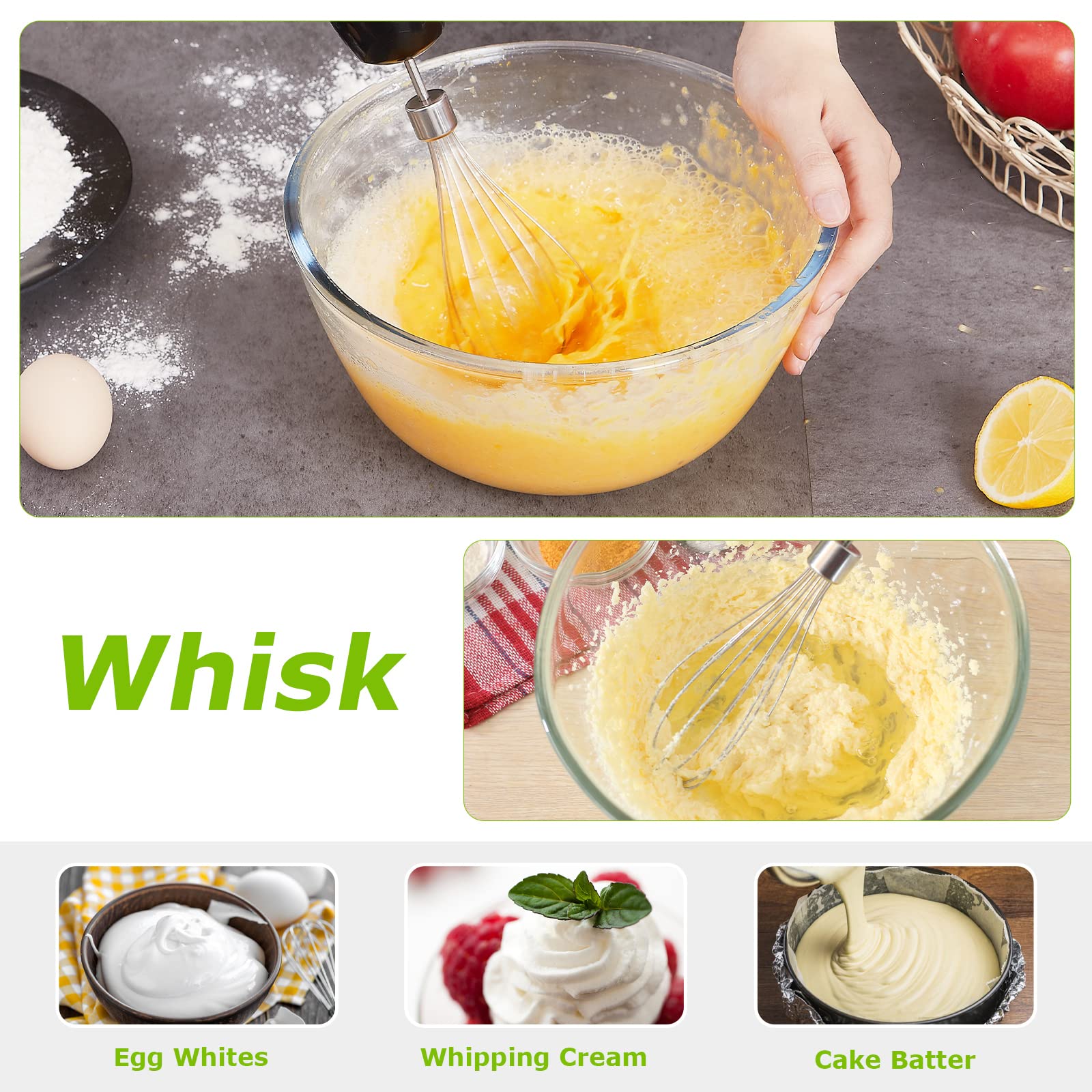 Bonsenkitchen Immersion Blender  20 Variable Speeds & Turbo  4-In-1 Stainless Steel Handheld Blender Stick Mixer with Egg Whisk  Beaker & Chopper Bowl