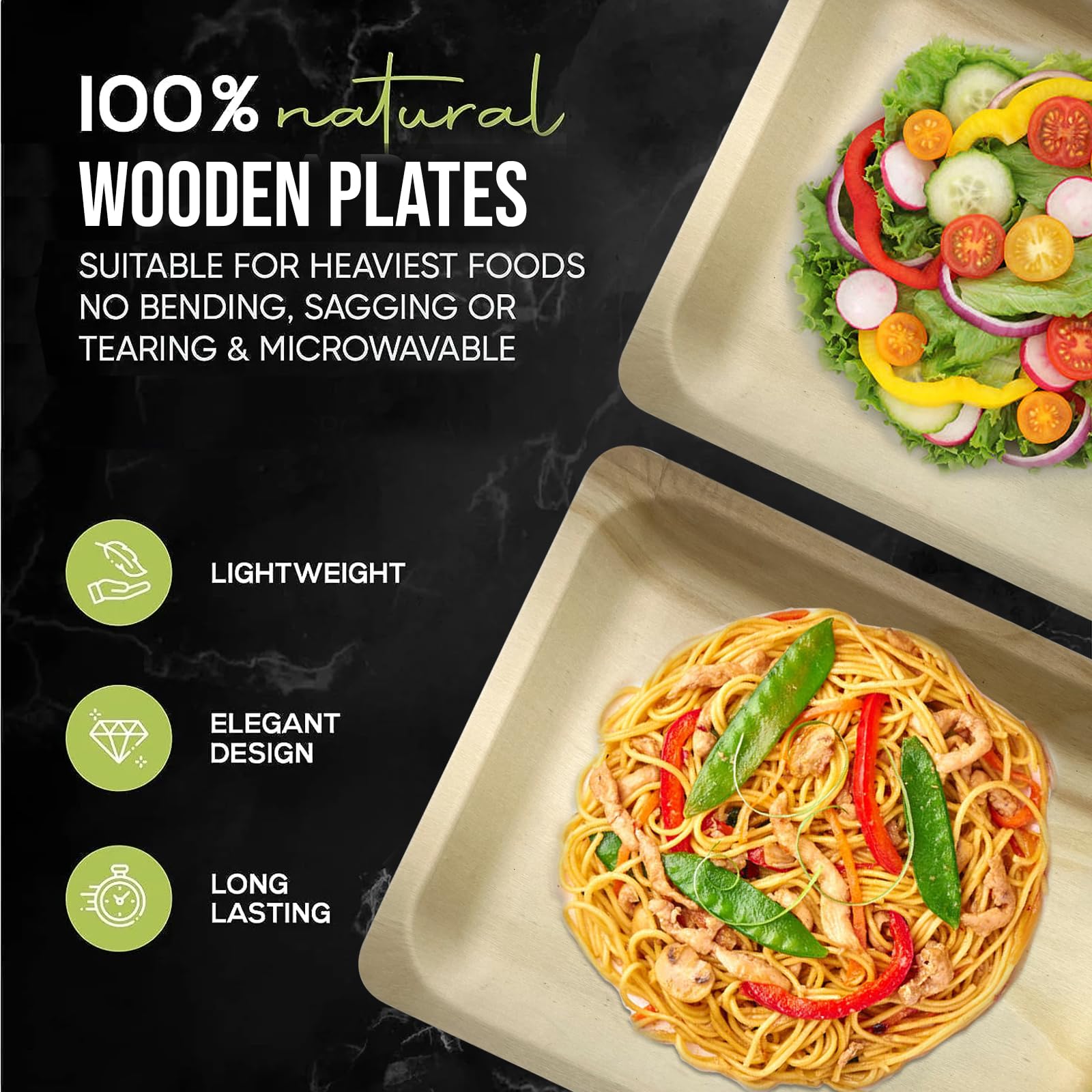 Perfect Stix 10'' Wooden Plates With Thankful For God'S Blessings Custom Print - Pack Of 25Ct