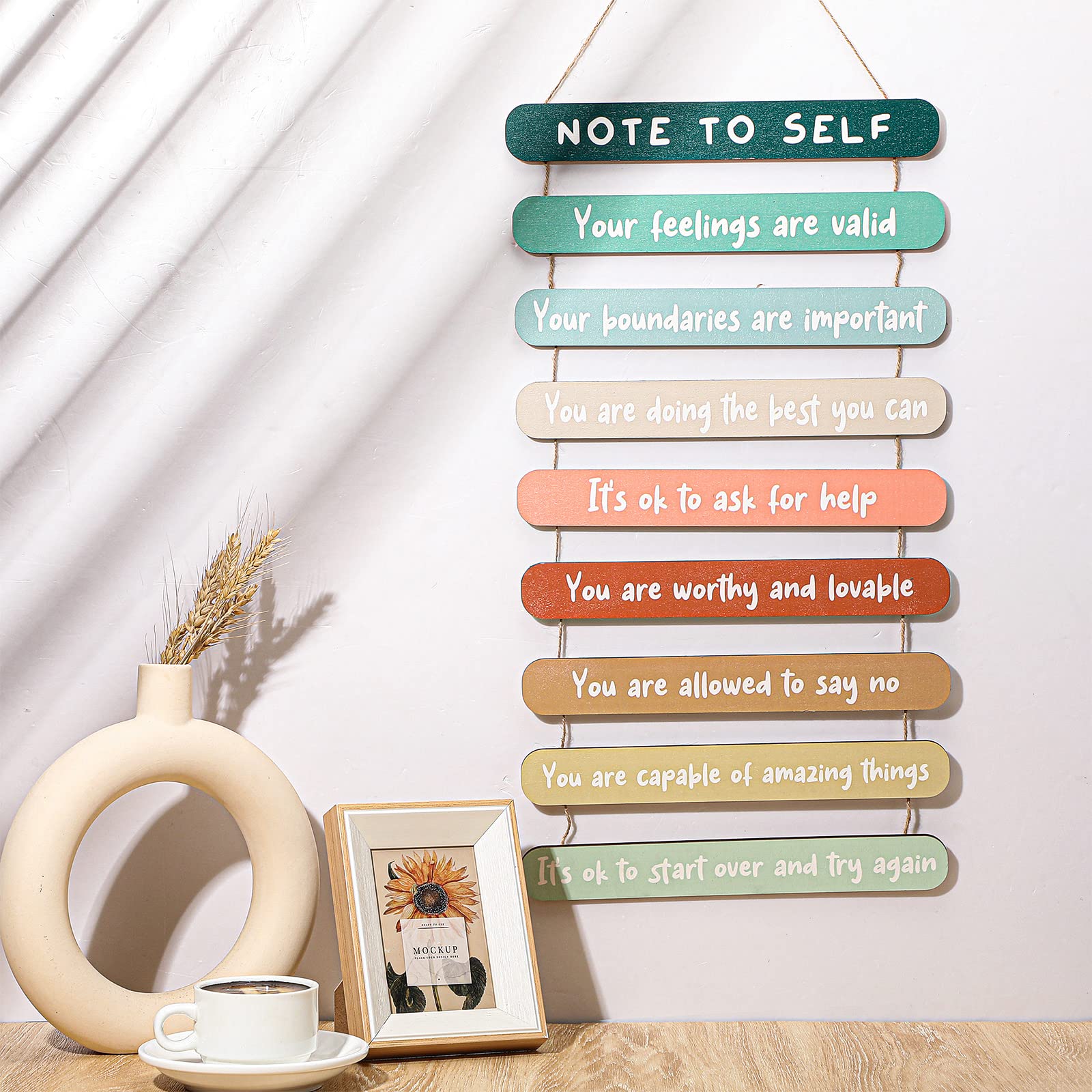 Yookeer Mental Health Reminders Wall Art Decors Positive Psychology Affirmations Therapy Office Decor Wooden Hanging Wall Pedime