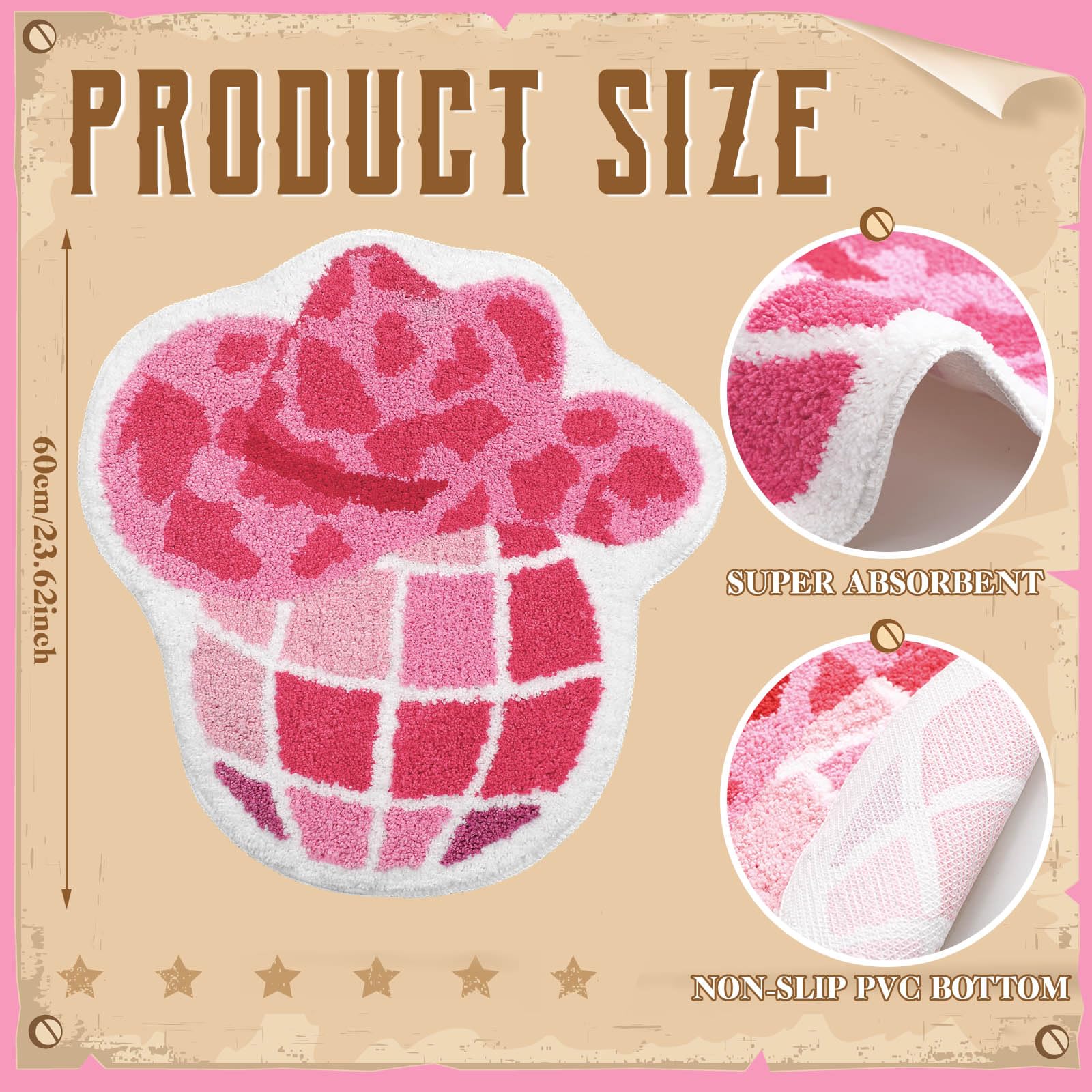 Drydiet Western Cowboy Bathroom Rug Cowgirl Mat Bath Mat Shower Pink Cowboy Valentine'S Day Mat Bathroom Decoration Rug Non Slip