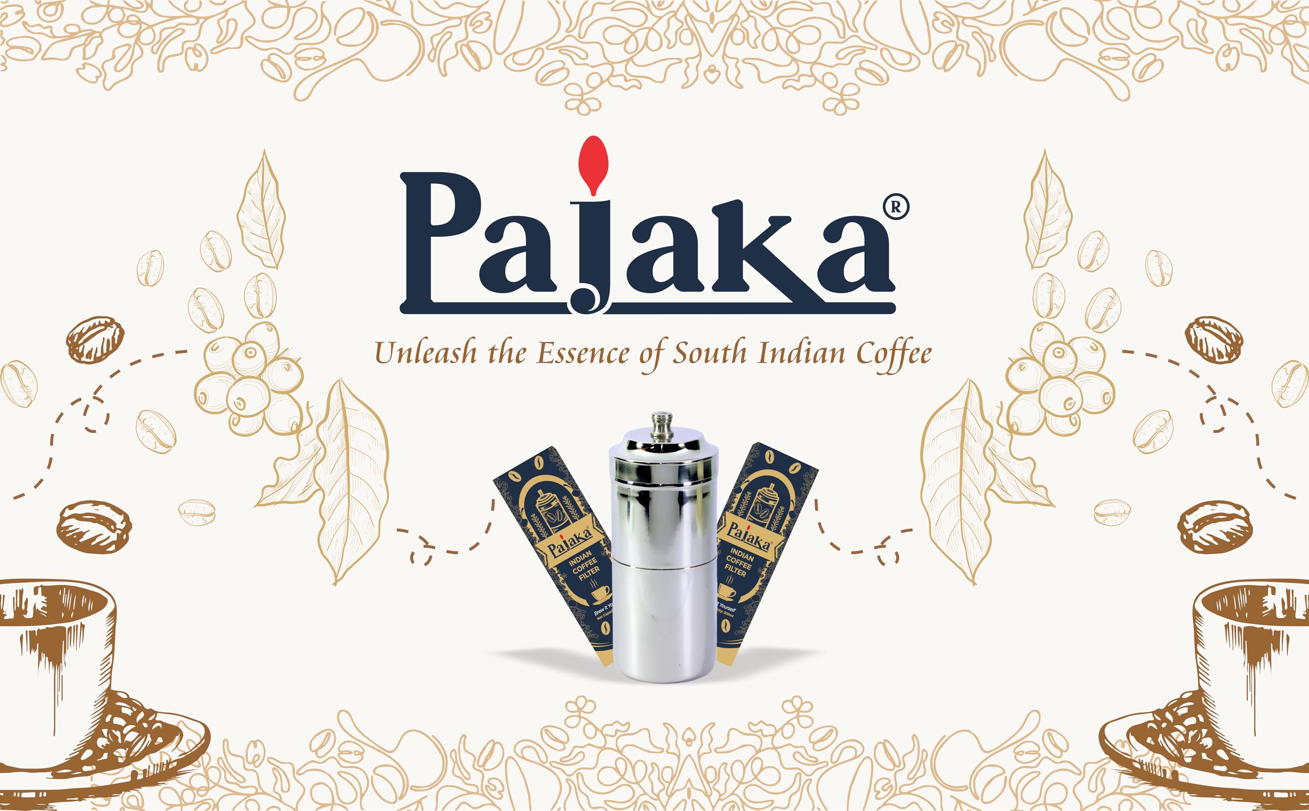 PAJAKA South Indian Filter Coffee Maker 2-4 Cup Mug Madras Kaapi Kappi Drip Decoction Maker Brewer Dripper Stainless Steel Medium Size for Home & Kitchen (250 ML)
