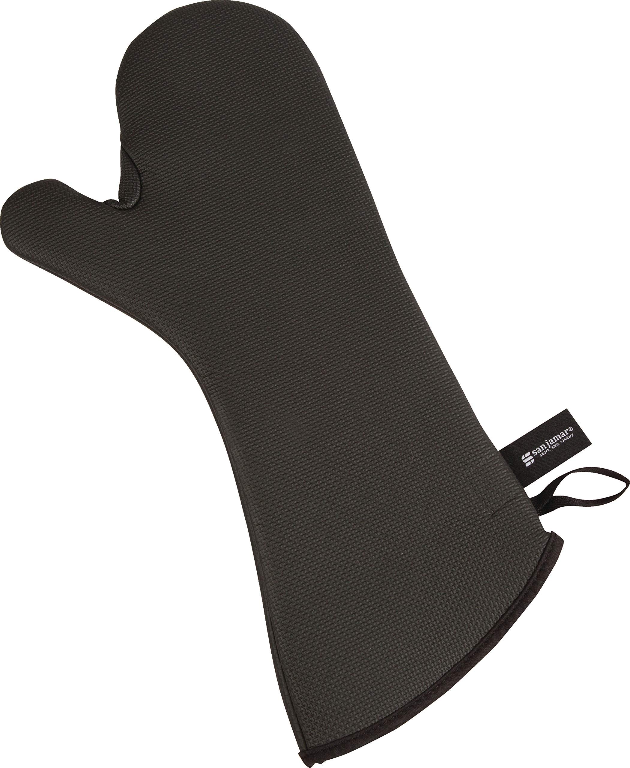 San Jamar Ucmx15Bk Textured Neoprene Oven Mitt With Webguard, 15'' Length, Black