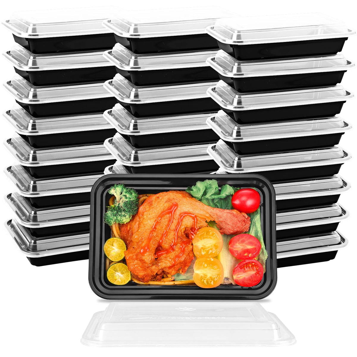 Moretoes 30 Pack 16Oz Meal Prep Containers Reusable, Plastic Food Storages With Lids, Stackable Microwave Freezer Dishwasher Saf