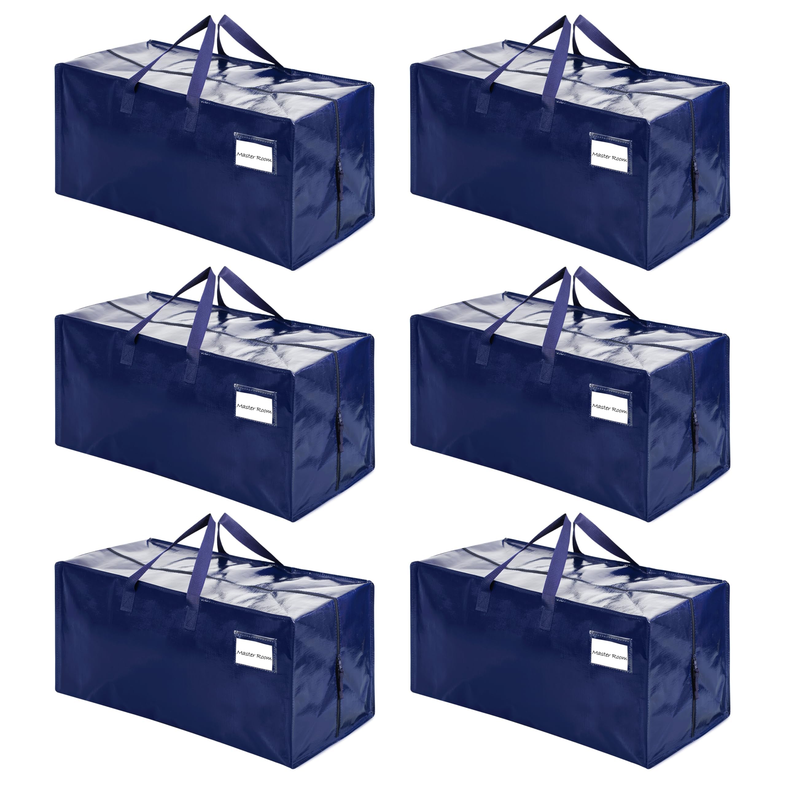 VENO 6 Pack Heavy Duty Extra Large Moving Bags WBackpack Straps Strong Handles & Zippers  Storage Totes For Space Saving  Fold Flat  Alternative to Moving Box (Blue  6 Pack)