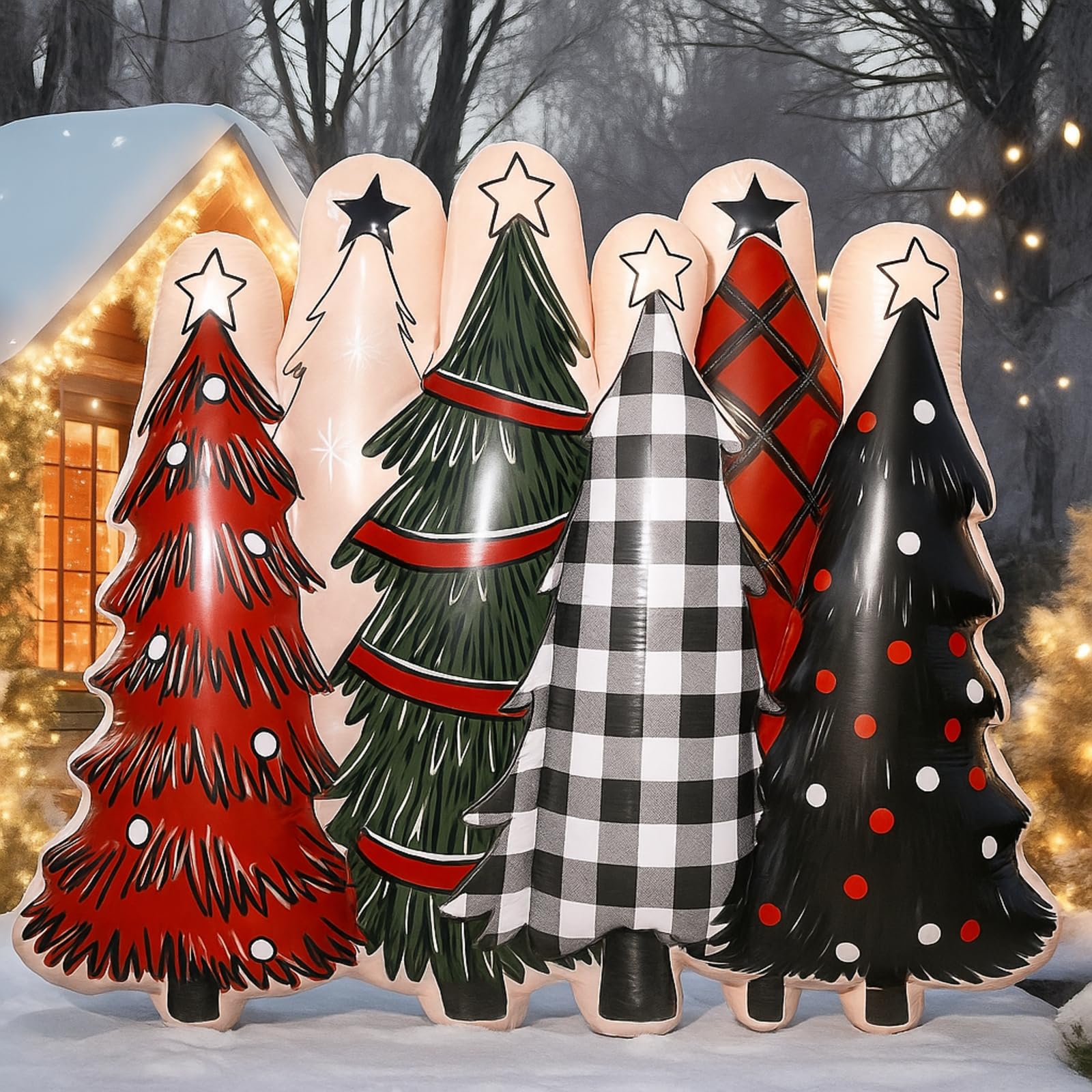 Halloscume 7 ft Christmas Tree Inflatable Outdoor Decorations Blow up Giant Xmas Tree with Built in LED Lights Treetop Star for 