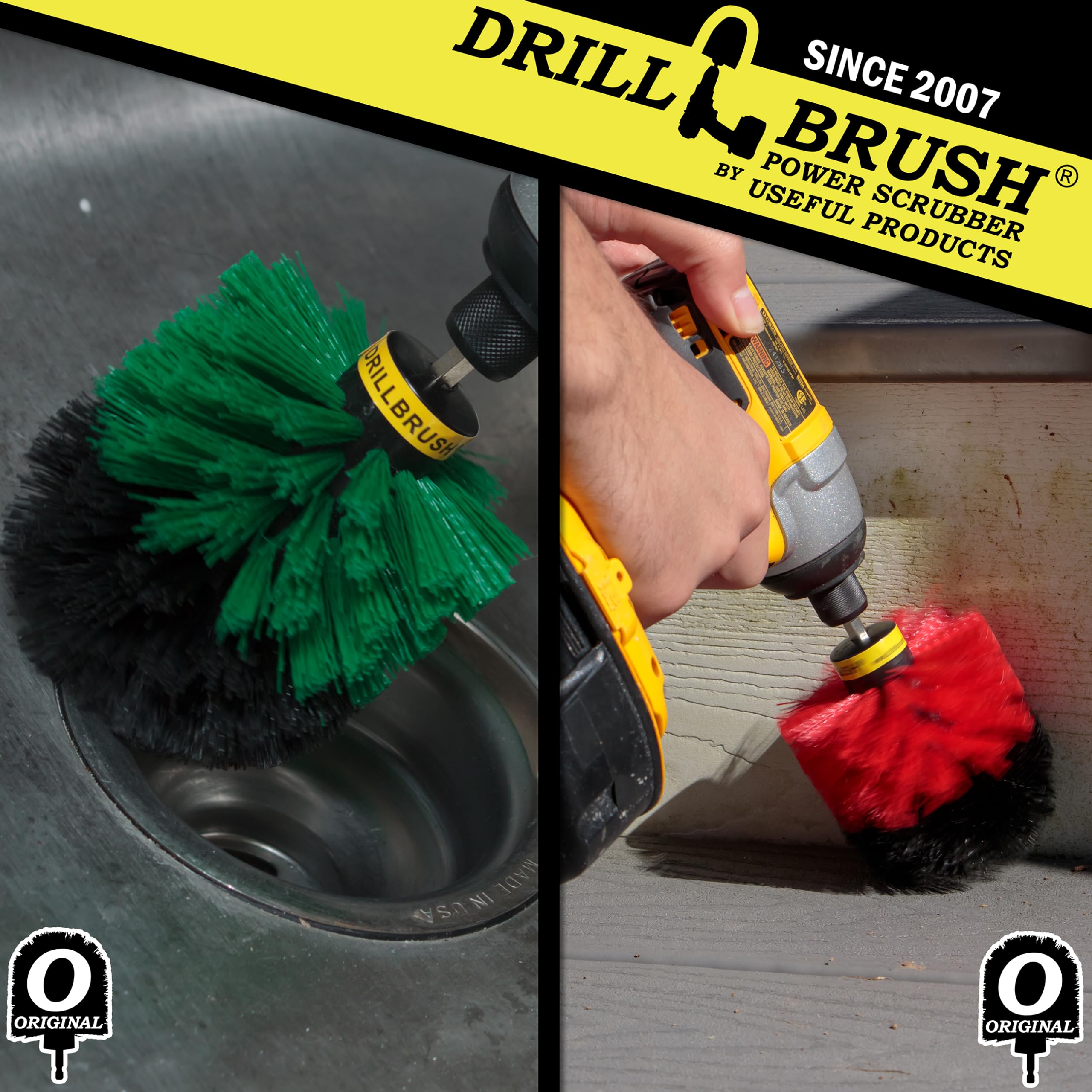 Drill Brush Power Scrubber - Kitchen Cleaning - Dish Brush - Pots And Pans - Cast Iron Cookware - Tile And Grout Brush - Outdoor