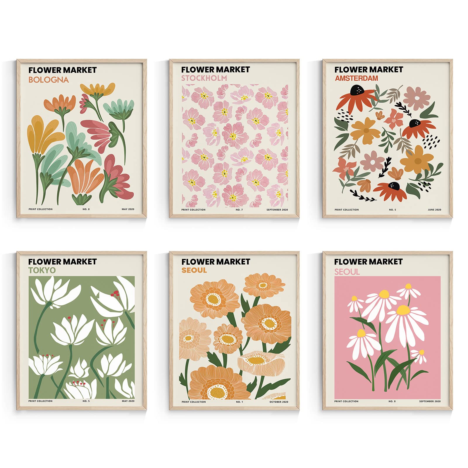 Habseligkeit Pink Flower Wall Art Posters, Boho Vintage Master Wall Decors, Posters For Room Aesthetic Unframed, 11X14In, Set Of