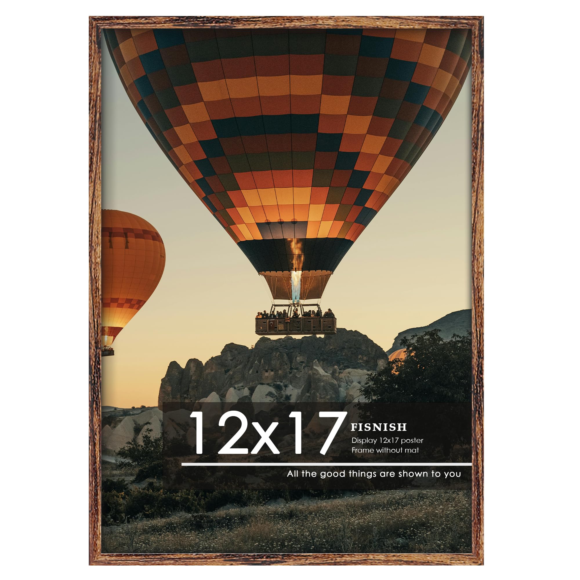 Fisnish 12x17 Picture Frame Brown, Classic Poster Frame for Horizontal or Vertical Wall Mounting, 1 Pack
