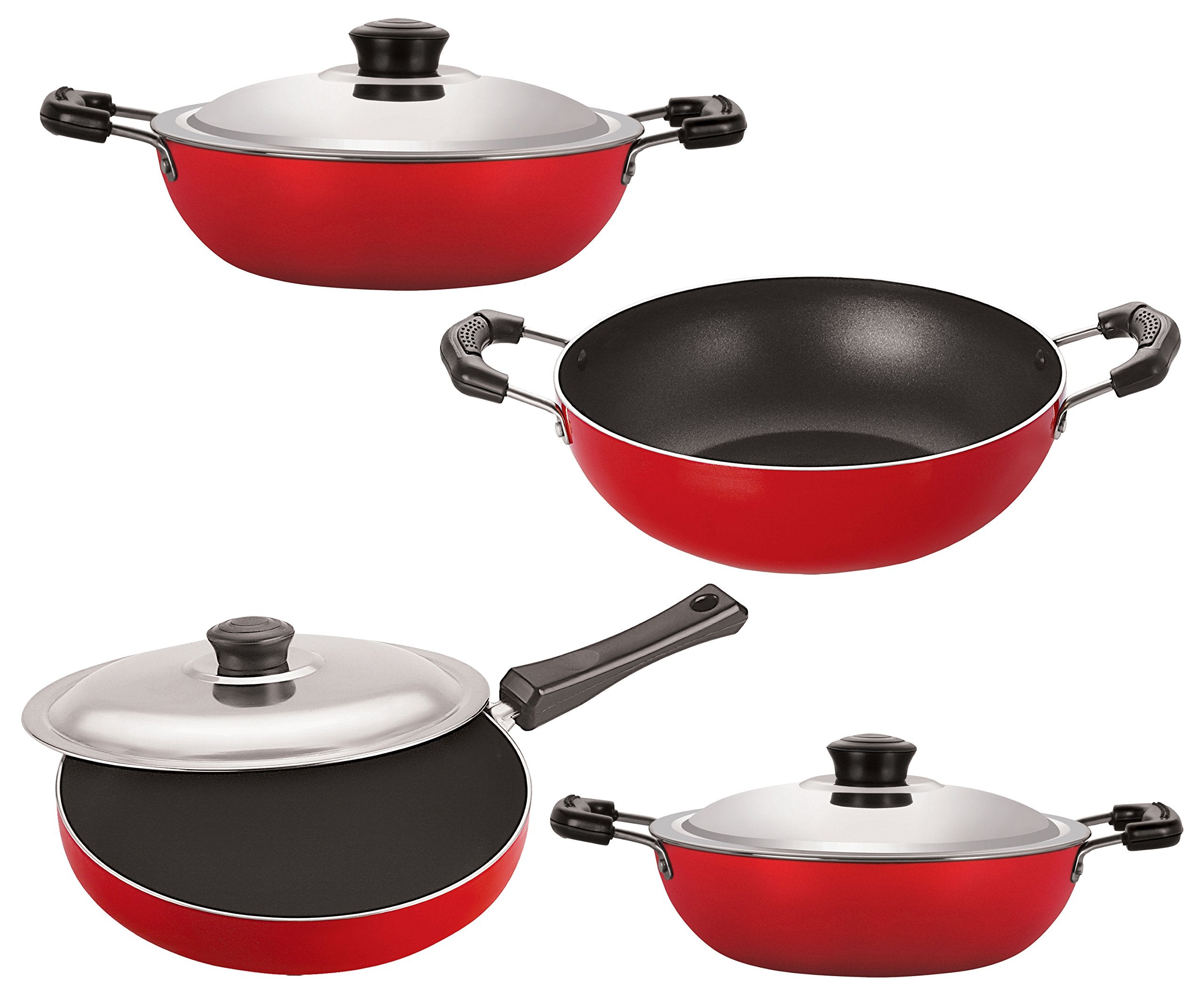 Nirlon 4 Piece NonStick Aluminium Dishwasher Safe Kitchenware Essential Set, Fp13_Kd14_Dkdm_Dkdb