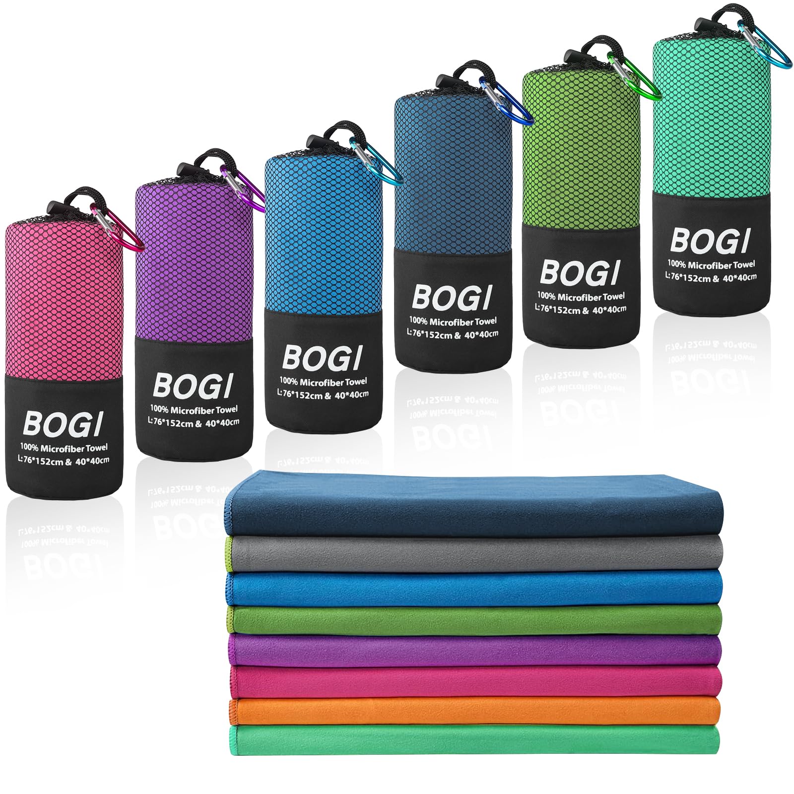 Bogi Microfiber Travel Sports Towel-Quick Dry Travel Towel,Soft Lightweight Absorbent Compact Sports Towel For Camping Gym Beach