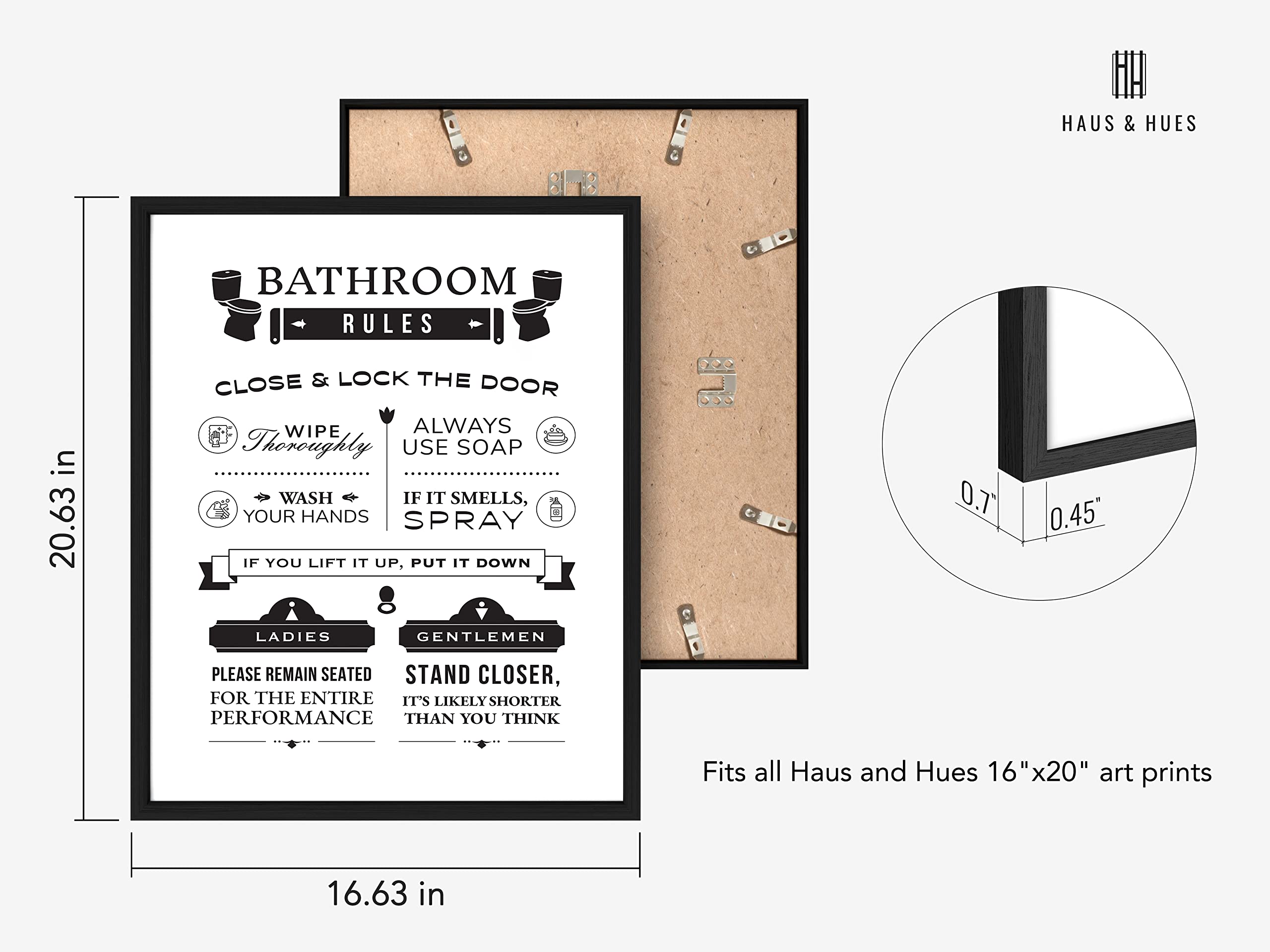 Haus And Hues Funny Bathroom Decor Sign, 16X20 Black Framed, Minimalist Style