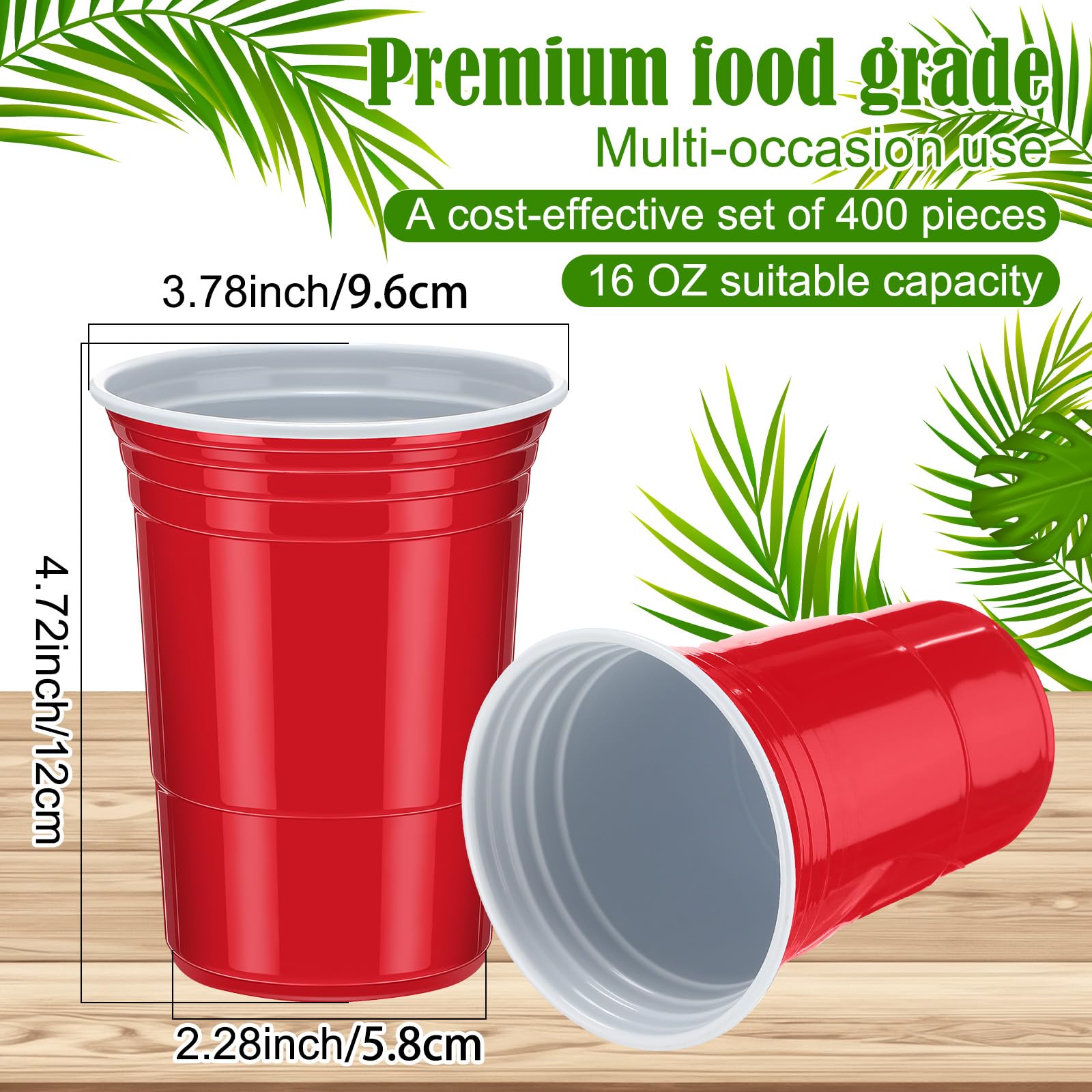 Mifoci 400 Pcs 16 oz Disposable Cups Bulk Large Plastic Cups Pack for Christmas Halloween Thanksgiving wedding Drinks Soda Punch