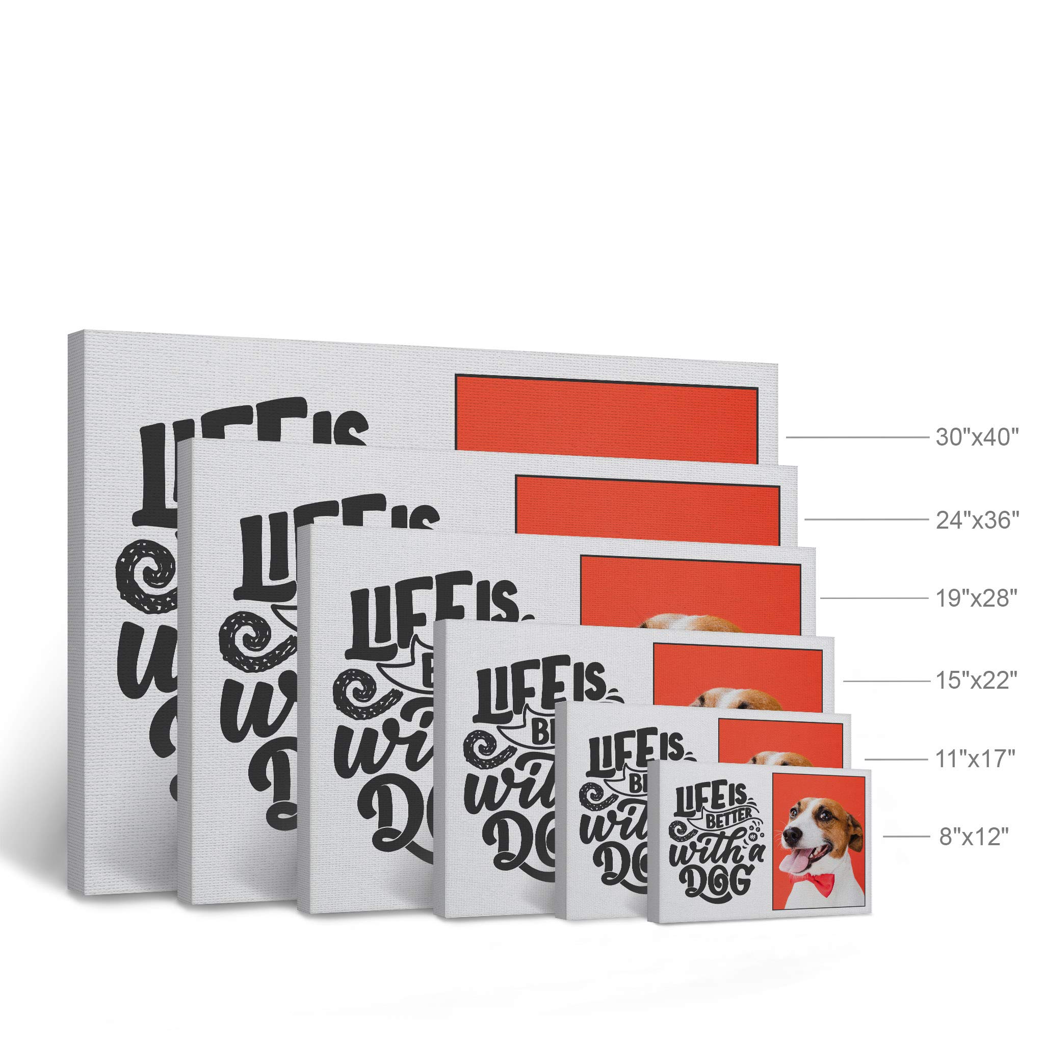 Smile Art Design Custom Photo Print Canvas Print with Your Photo Personalized Photo Life is Better with a Dog Quote Personalized Gifts for Dog Lovers Custom Pet Photo Prints - 15x22 inches