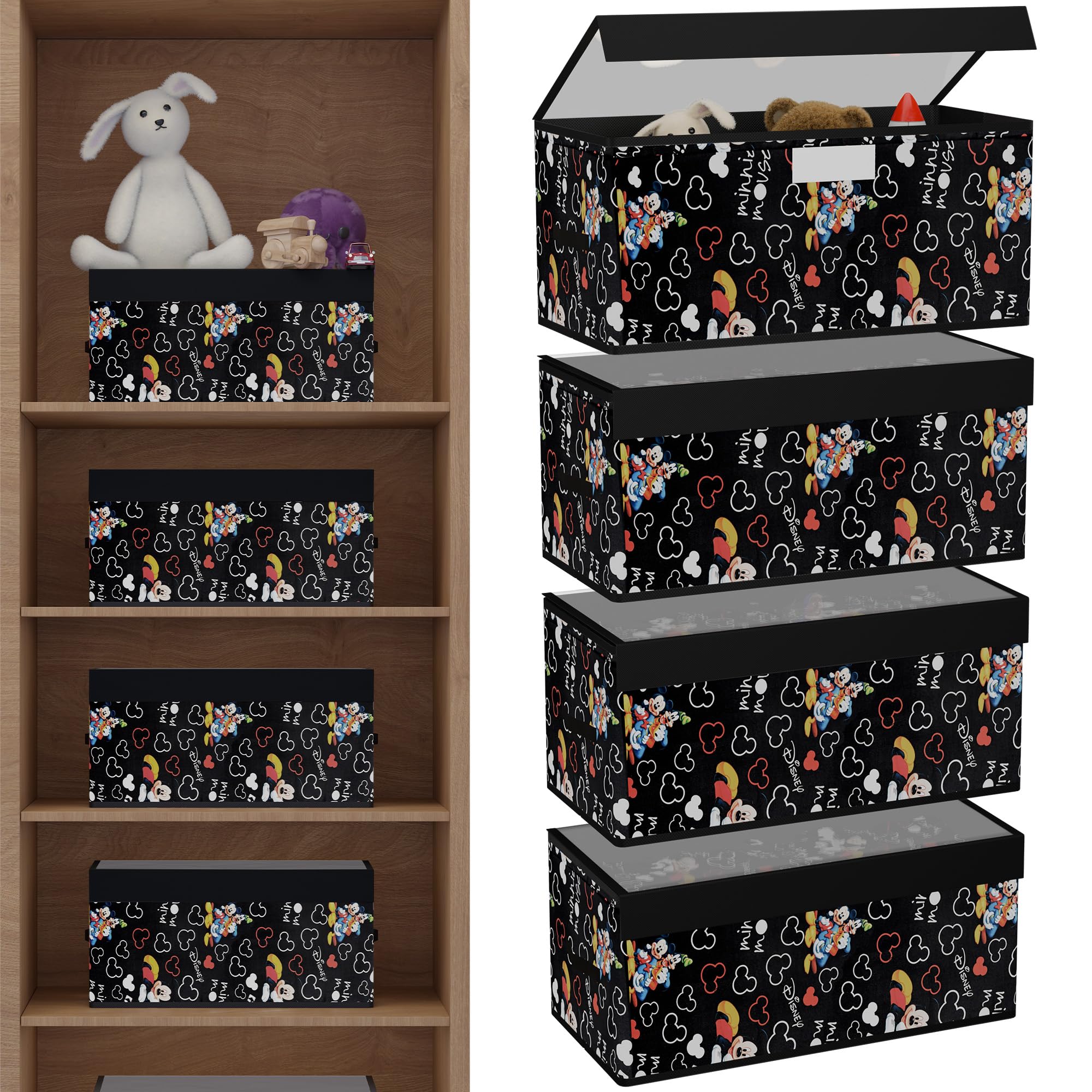 Heart Home 4 Pcs Storage Box For Wardrobe With Transparent Lid | Closet Organizers/Baby Clothes Organizer | Foldable Dress Organ