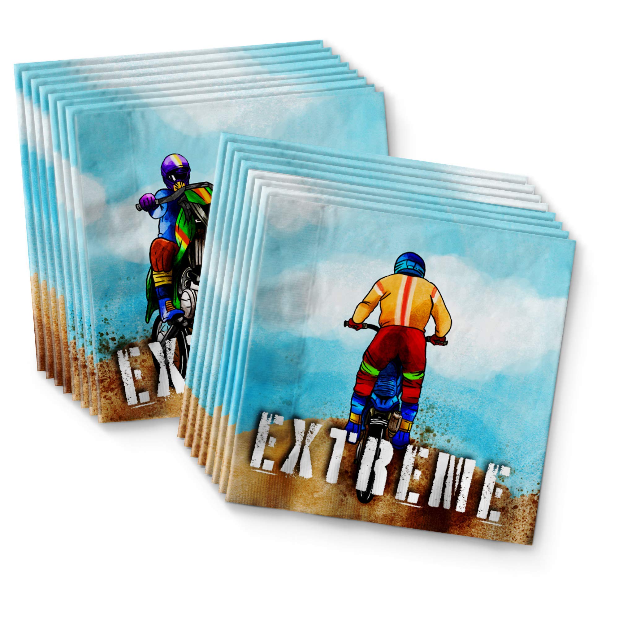 Dirt Bike Birthday Party Supplies - Boy's Motorcross Birthday - Motorcycle Part Set Includes Plates Napkins Cups Tableware Kit for 16