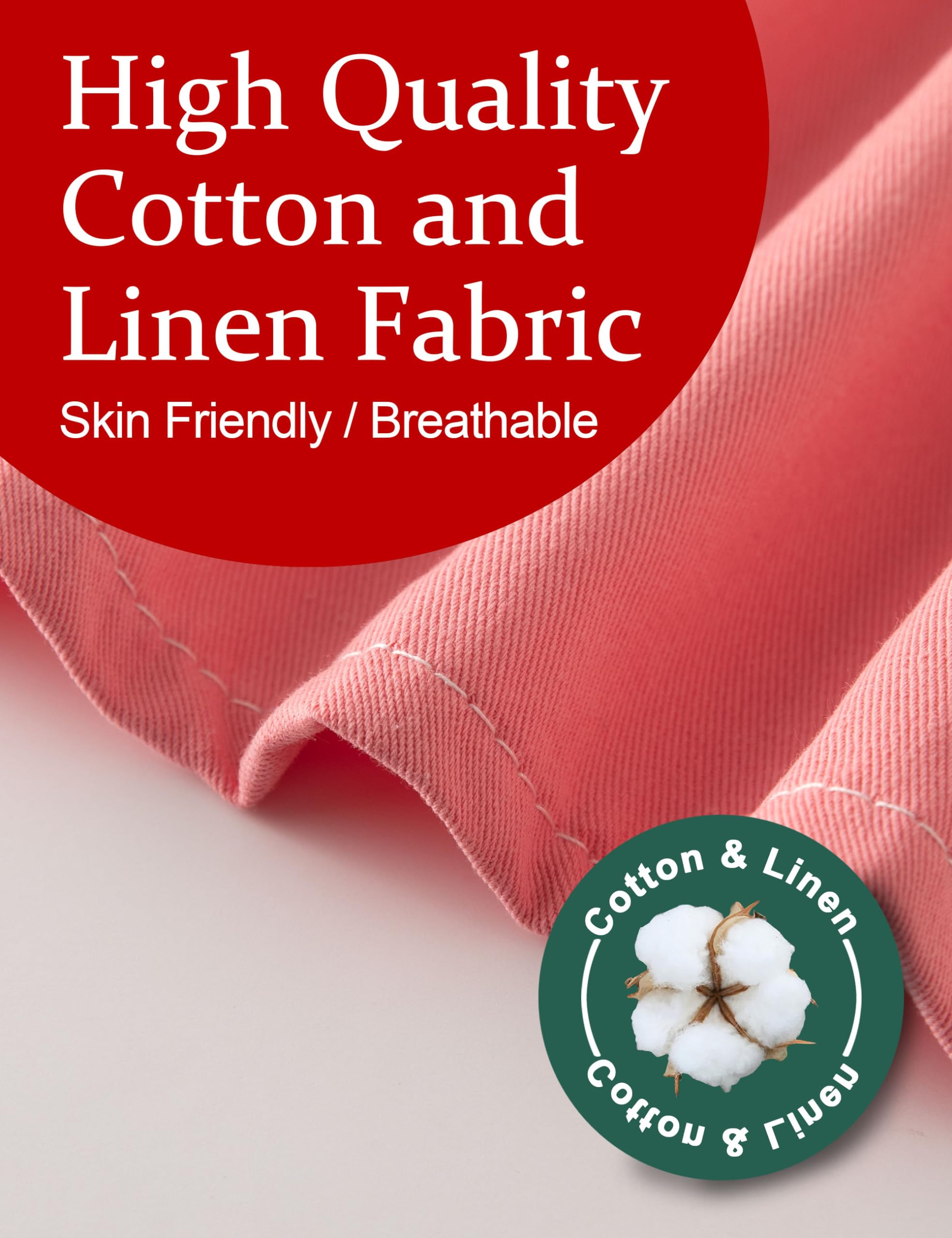 APRONNER Cross Back Plus Size Linen Aprons for Women with Pockets Blend Dress for Baking Cooking Gardening Works Pale Pink