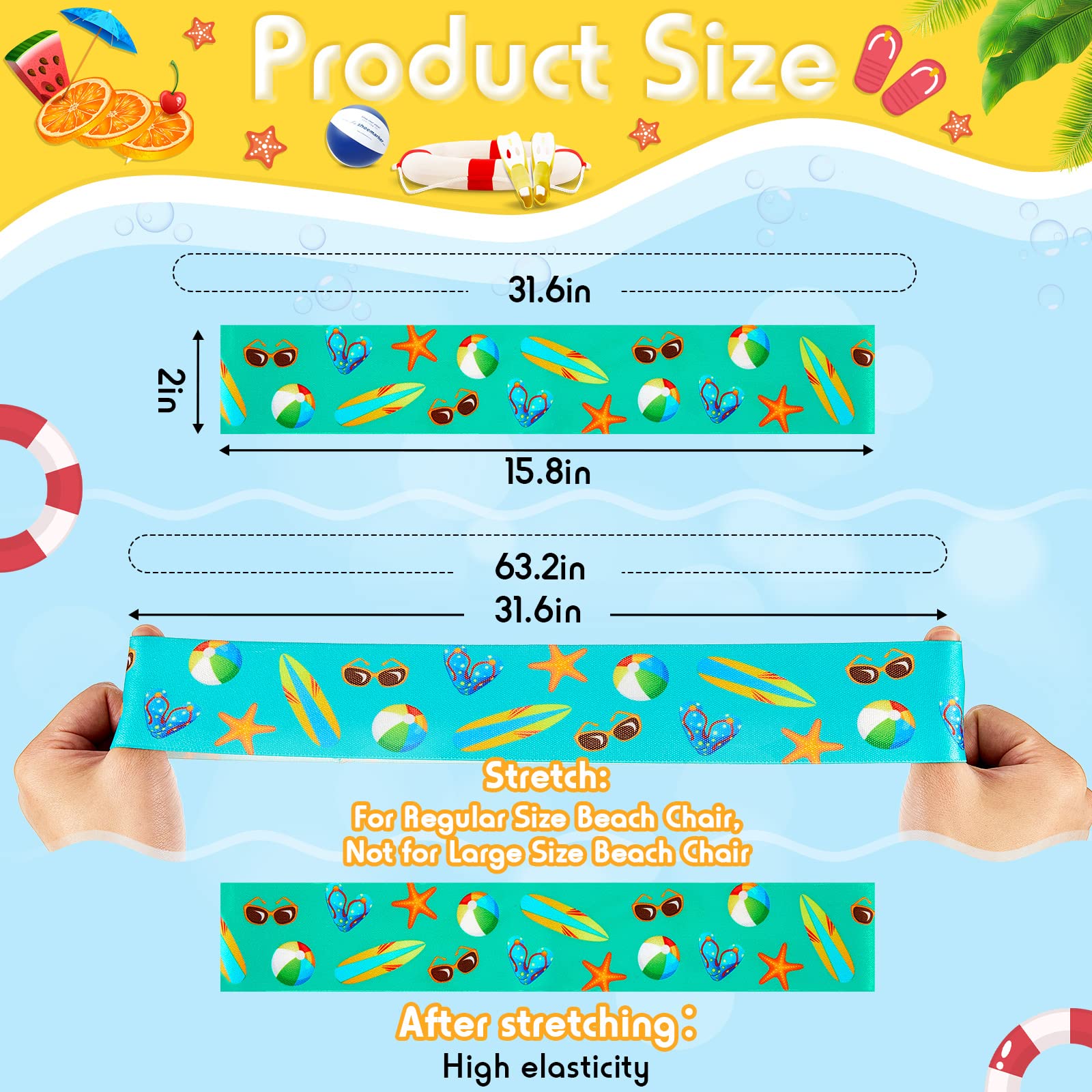 8 Pack Towel Bands For Beach Chairs Cruise Towel Clips For Lounge Beach Pool Chairs Towel Strap Holder Elastic Windproof Beach A