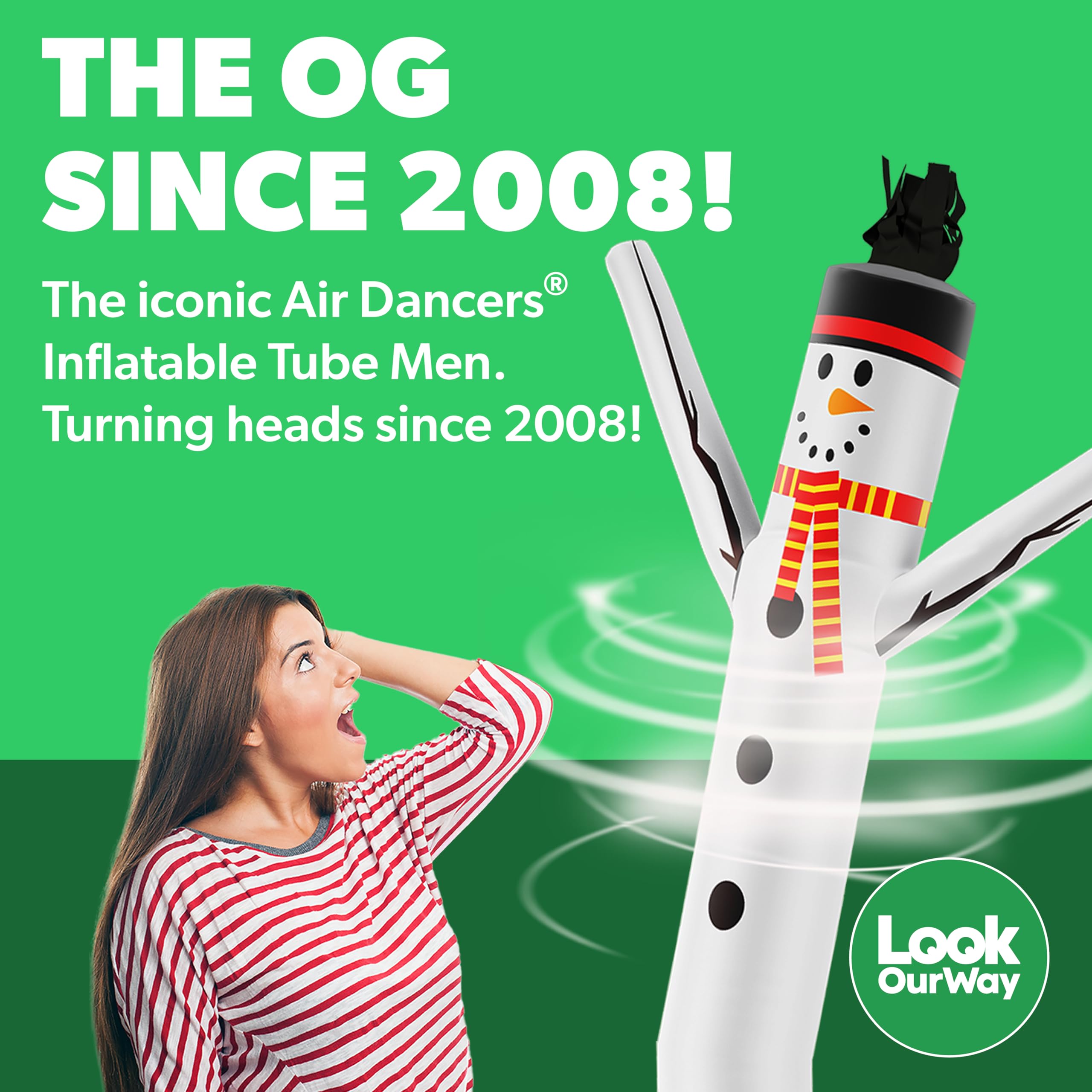 LookOurWay Air Dancers Inflatable Tube Man Attachment | 7ft Tall Set | Wacky Waving Christmas Inflatables Tube Guy | Blower Incl