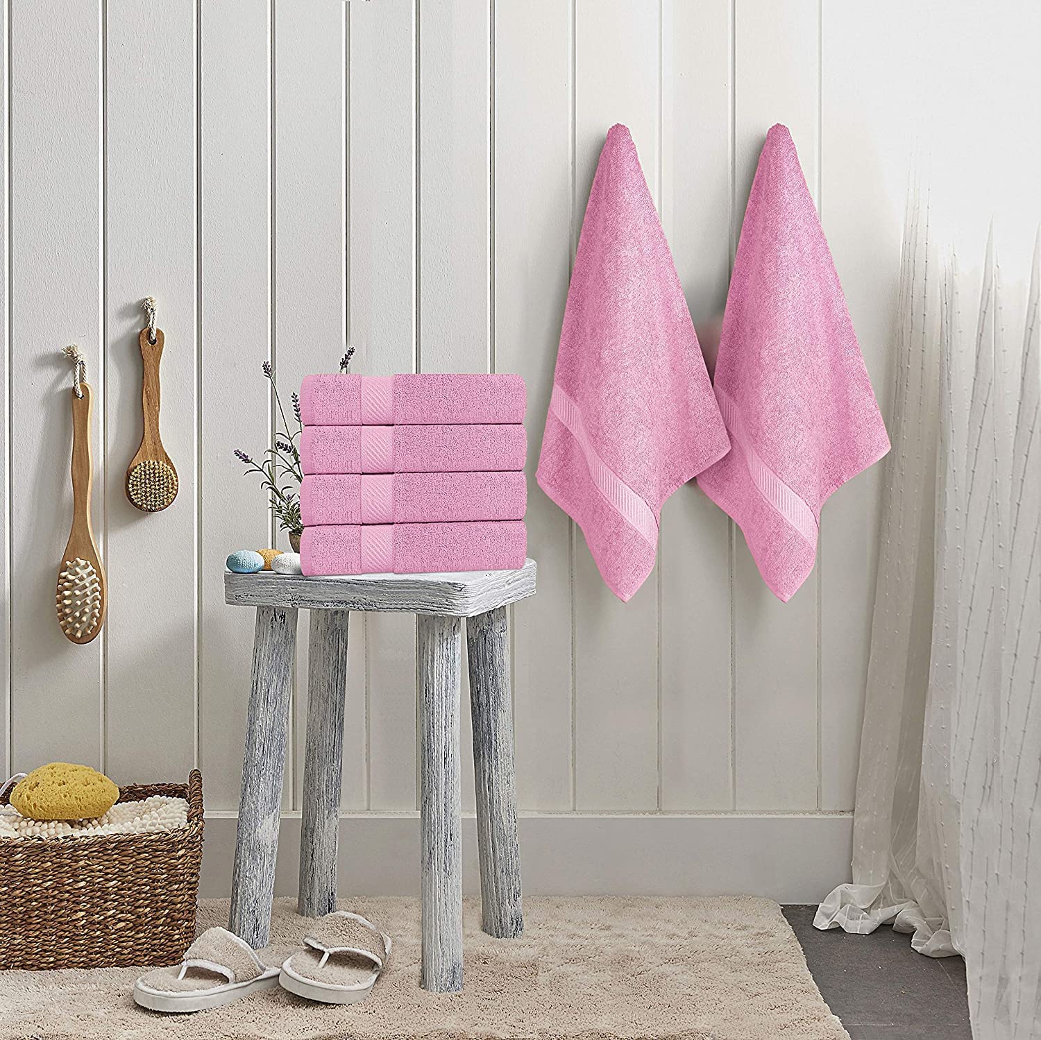 Simpli-Magic Bath Towels Set, 2 Bath Towels, 2 Hand Towels, And 6 Washcloths (10 Piece Set), Ring Spun Cotton Highly Absorbent T