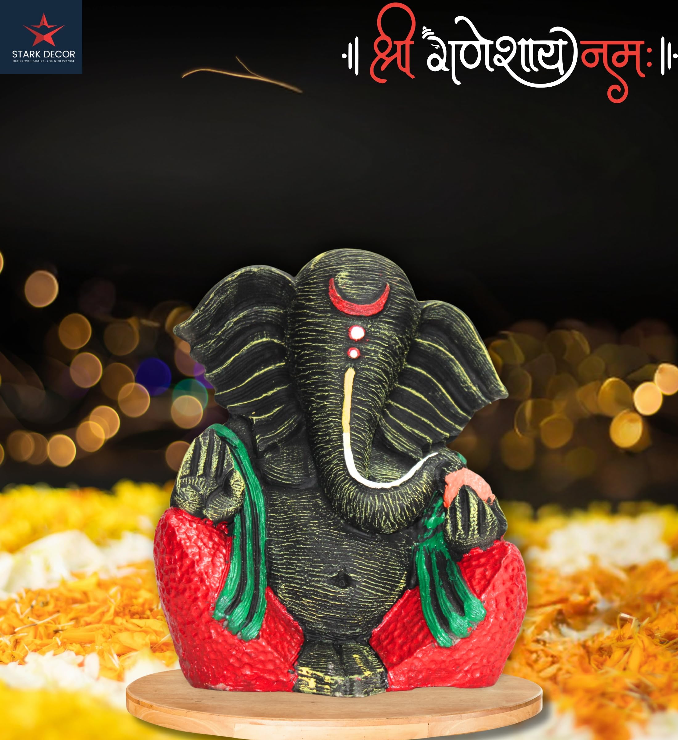 Stark Dcor Divine Ganesh Radiance Standganpati Idol For Home Decor Puja Lord Ganesh Statue Gift For Office Desk Puja Room Figuri
