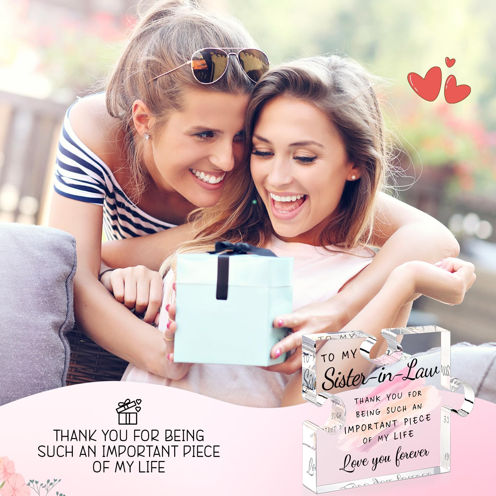Sister in Law Gifts from Sister Brother - Unique Sister in Law Gift Ideas Best Sister in Law Puzzle Piece Gift for Birthday Wedd