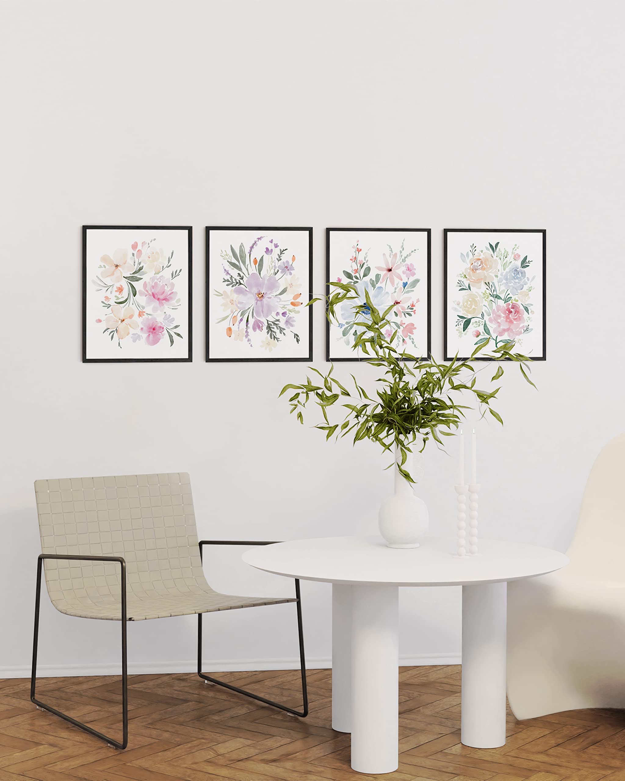 HAUS AND HUES Botanical Prints - Set of 4 Flower Poster  Flower Pictures Wall Decor  Floral Prints  Wall Flower Pictures  Flowers Posters  Flower Prints  Floral Botanical Prints  (Unframed  8x10)
