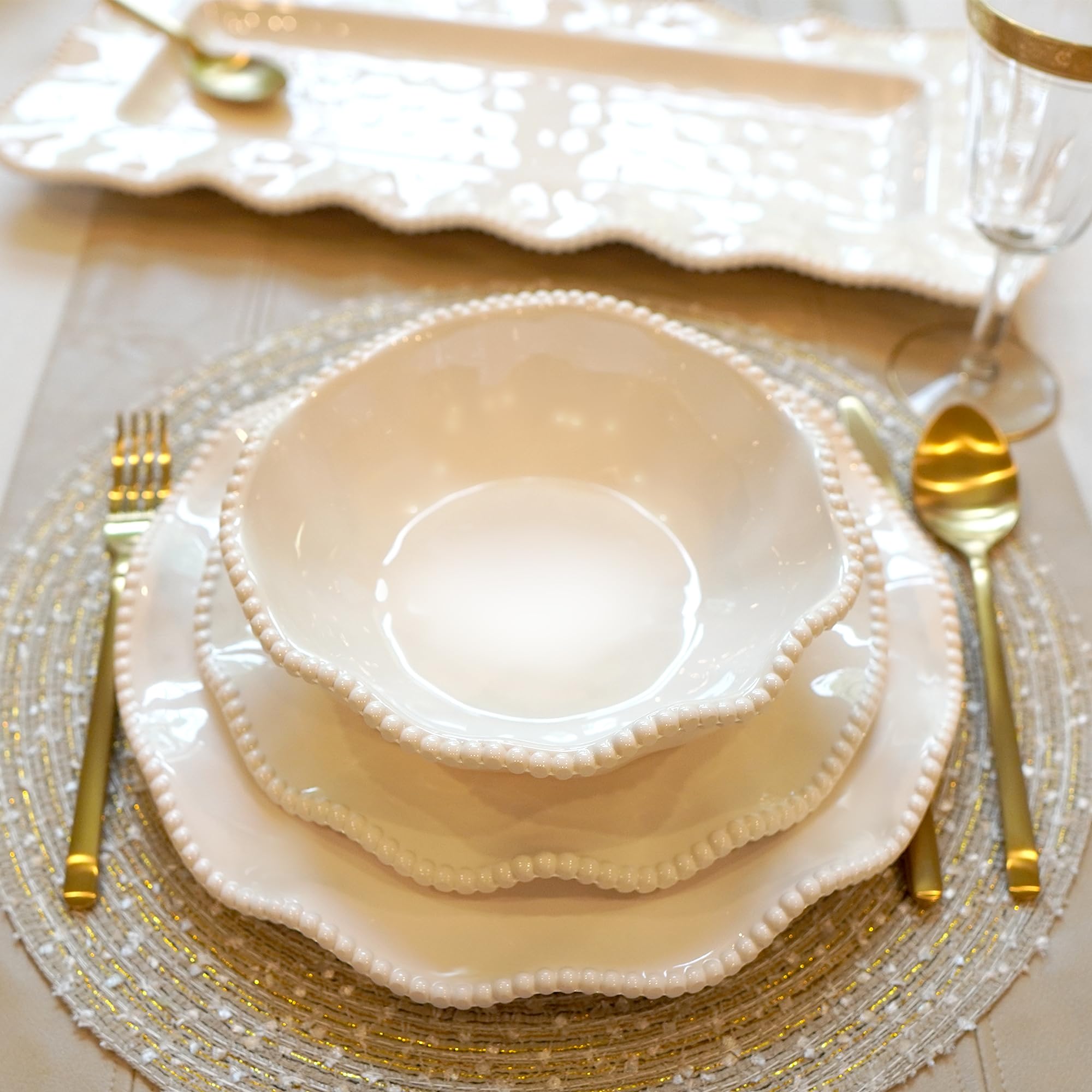 Certified International Cream Perlette Melamine All Purpose Bowls 7.5'' X 2'' Set Of 4 Perlette Cream