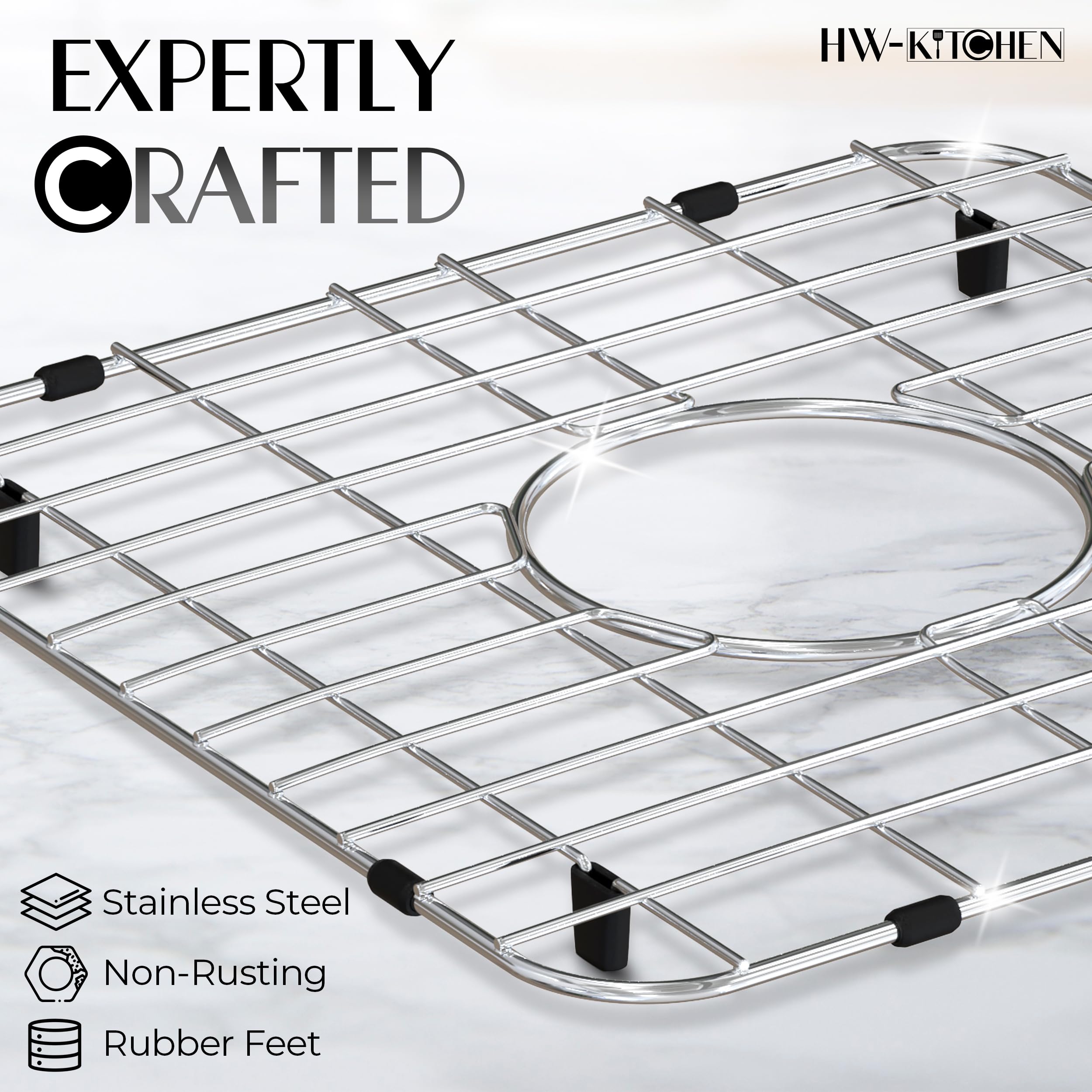 Hw-Kitchen 24'' X 12'' Sink Protector For Kitchen Sink - Stainless Steel Kitchen Sink Rack For Bottom For Sink - Sink Mat - Sink
