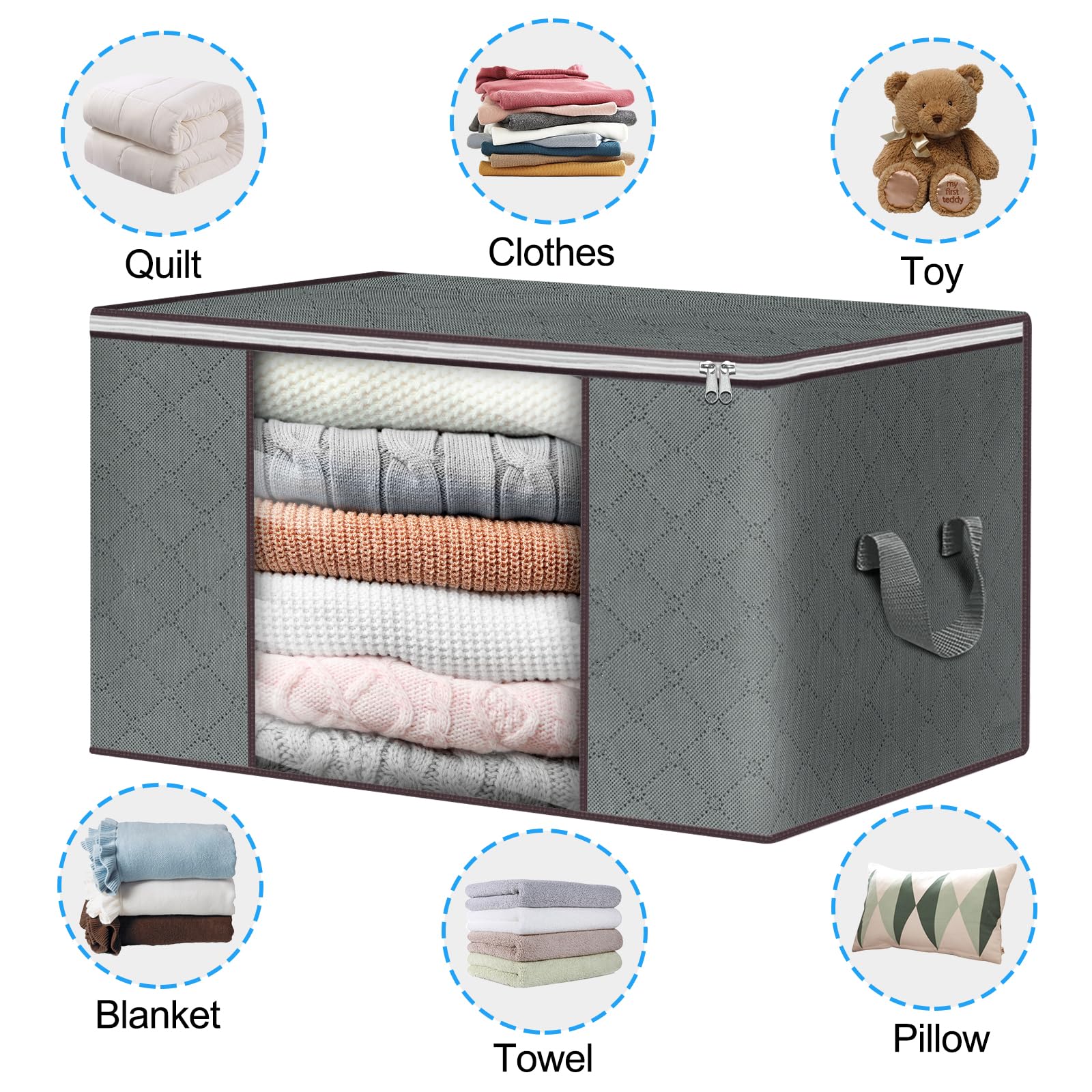 Budding Joy Clothes Storage, Foldable Large Storage Bags, Storage and Organization for Clothing, Blanket, Comforter, Clothes, Pi