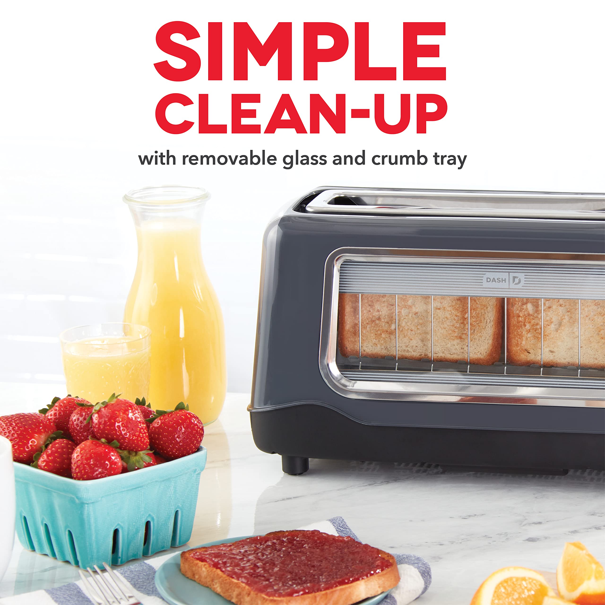 Dash Clear View Toaster: Extra Wide Slot Toaster With See Through Window - Defrost, Reheat + Auto Shut Off Feature For Bagels, S