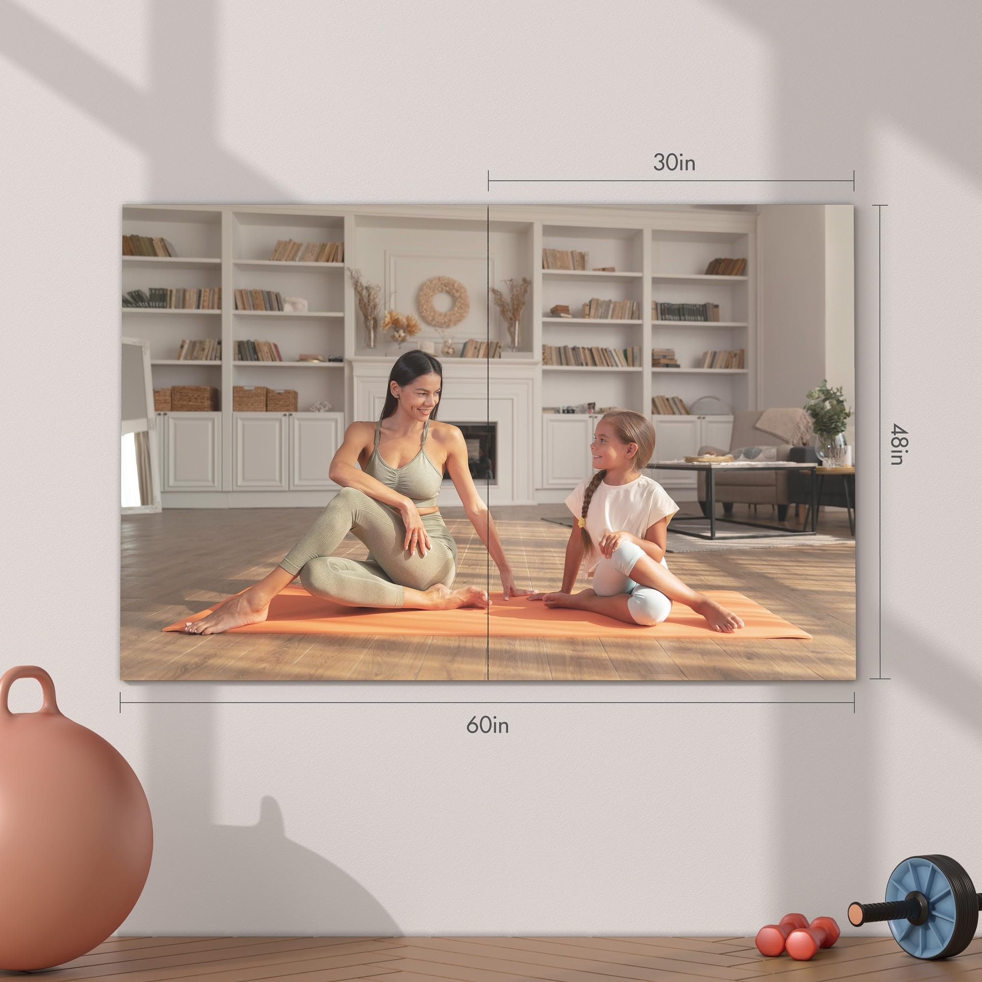 Hasipu Frameless Mirror 48 X 30 Inch, Wall Mounted Mirror, Home Gym Mirror Large, Workout Mirror, Yoga Gym Mirror, Dance Studio