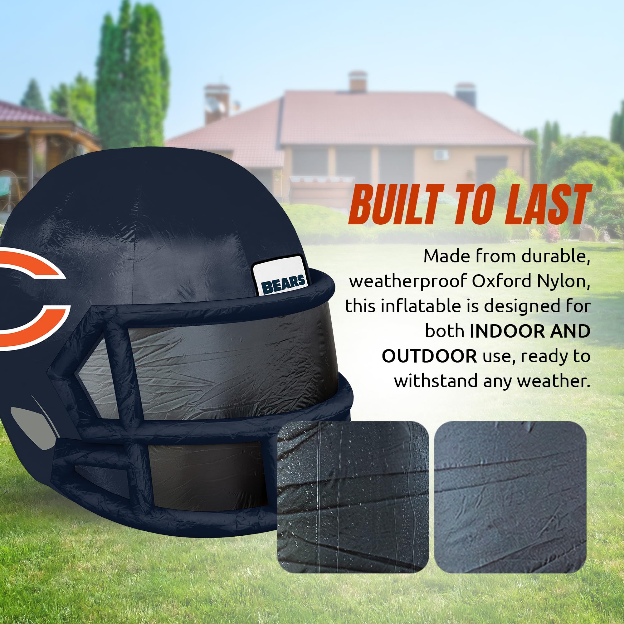 Sporticulture NFL Chicago Bears 4ft Inflatable Helmet with LED Lights & Built-in Blower - Merchandise Decor Ideal For Lawn, Fron
