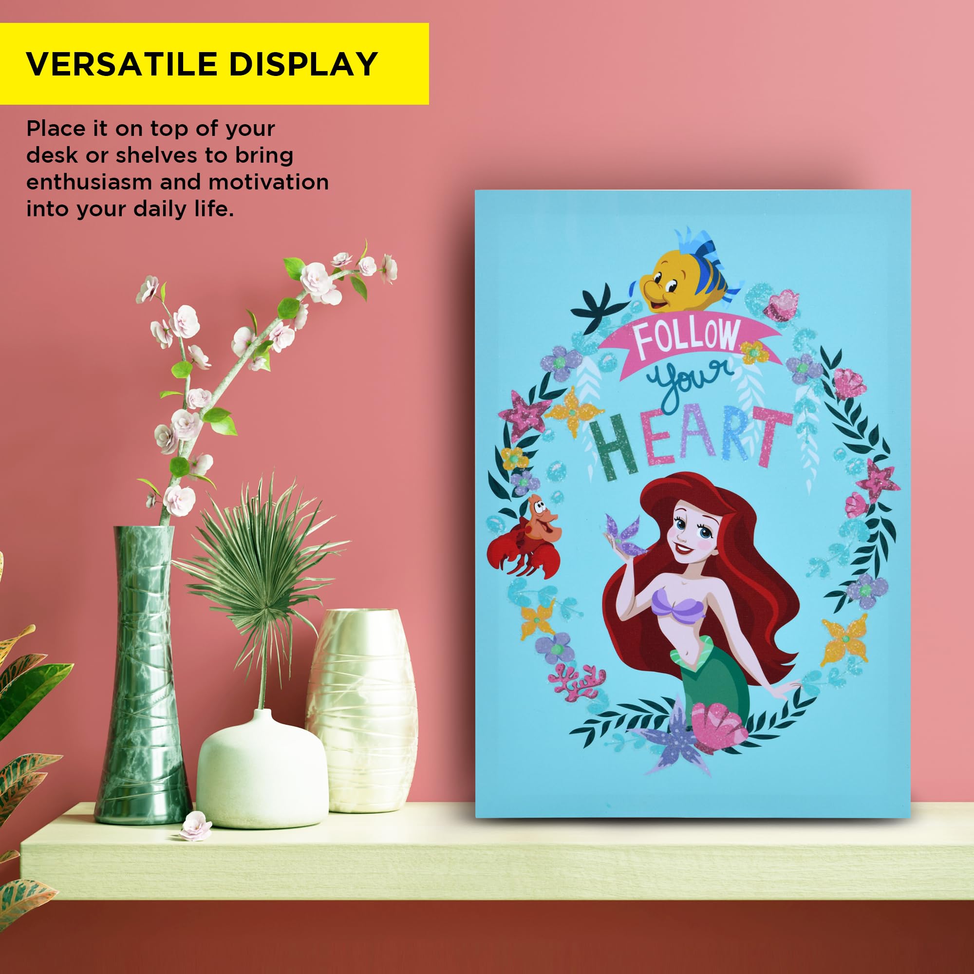 Pop Creations Ariel The Little Mermaid Poster Disney Wall Art, Inspirational Canvas Disney Princess Wall Decor, 13X19 Kids Story