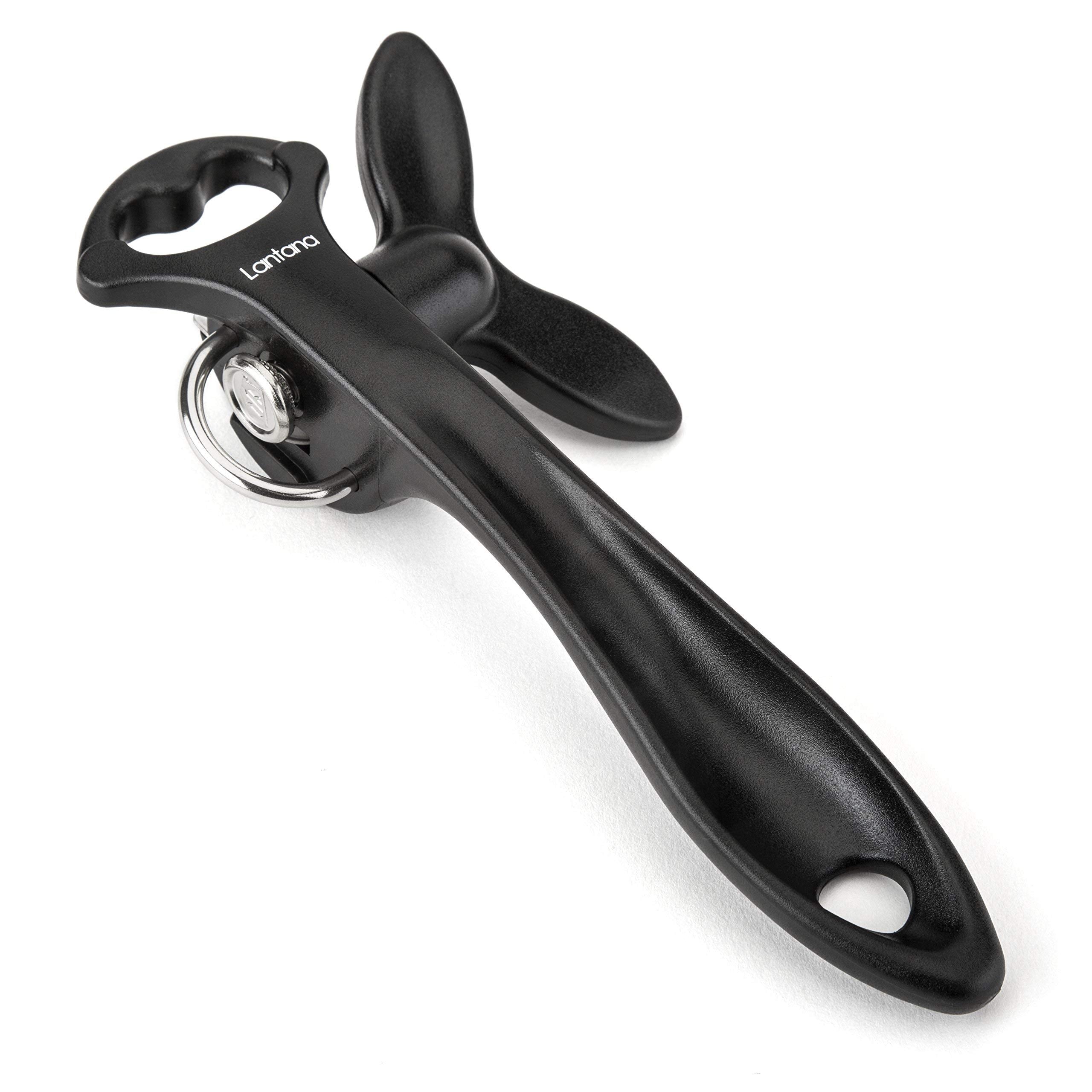 Lantana 2 in 1 Safety Manual can Opener (Smooth Edge) & Bottle Opener - BlackStainless Steel