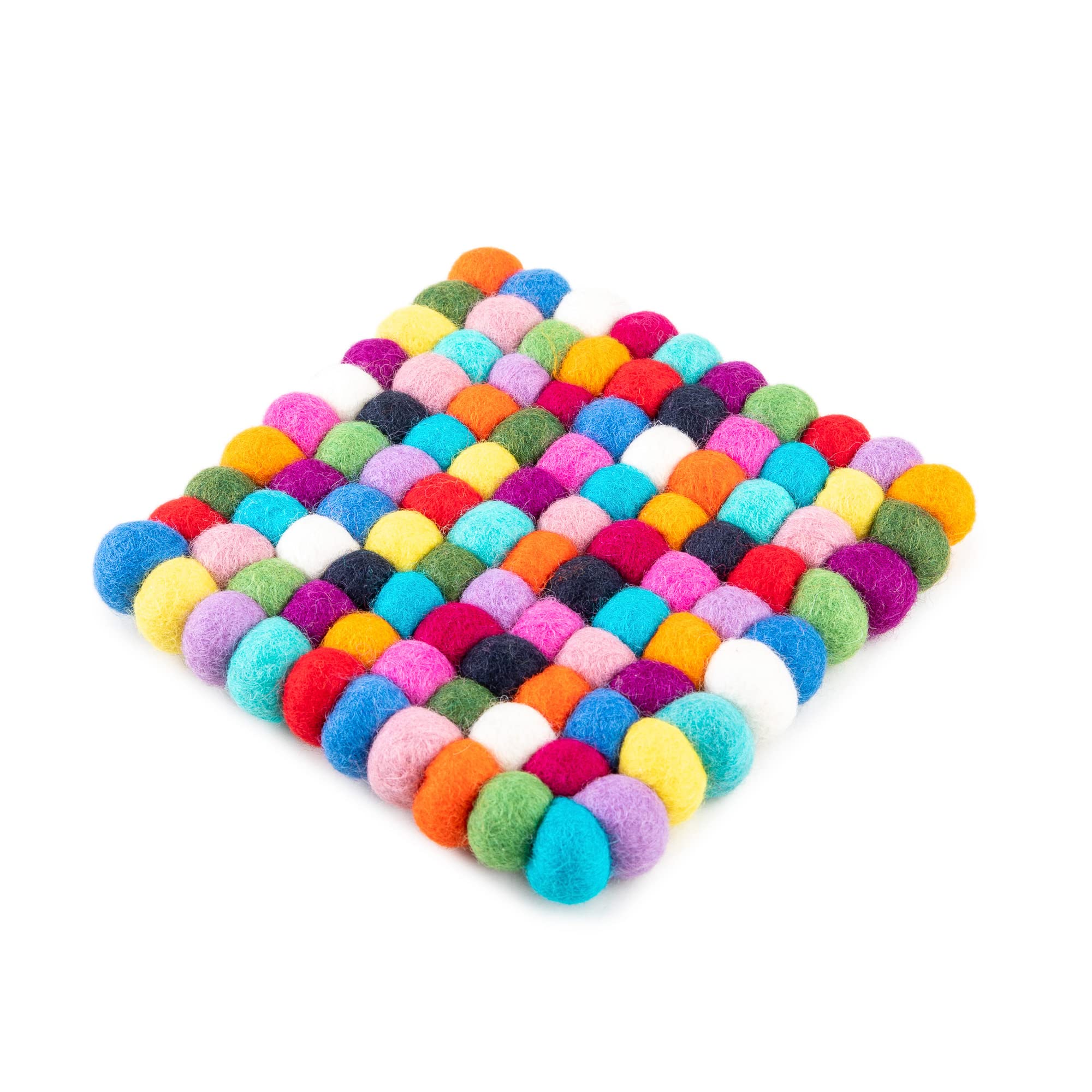 Woolygon Felt Trivet Pot Mat - Protect Your Table - Hand-Felted In Nepal, Multicolor 16Cm - Cute And Durable Heat-Resistant