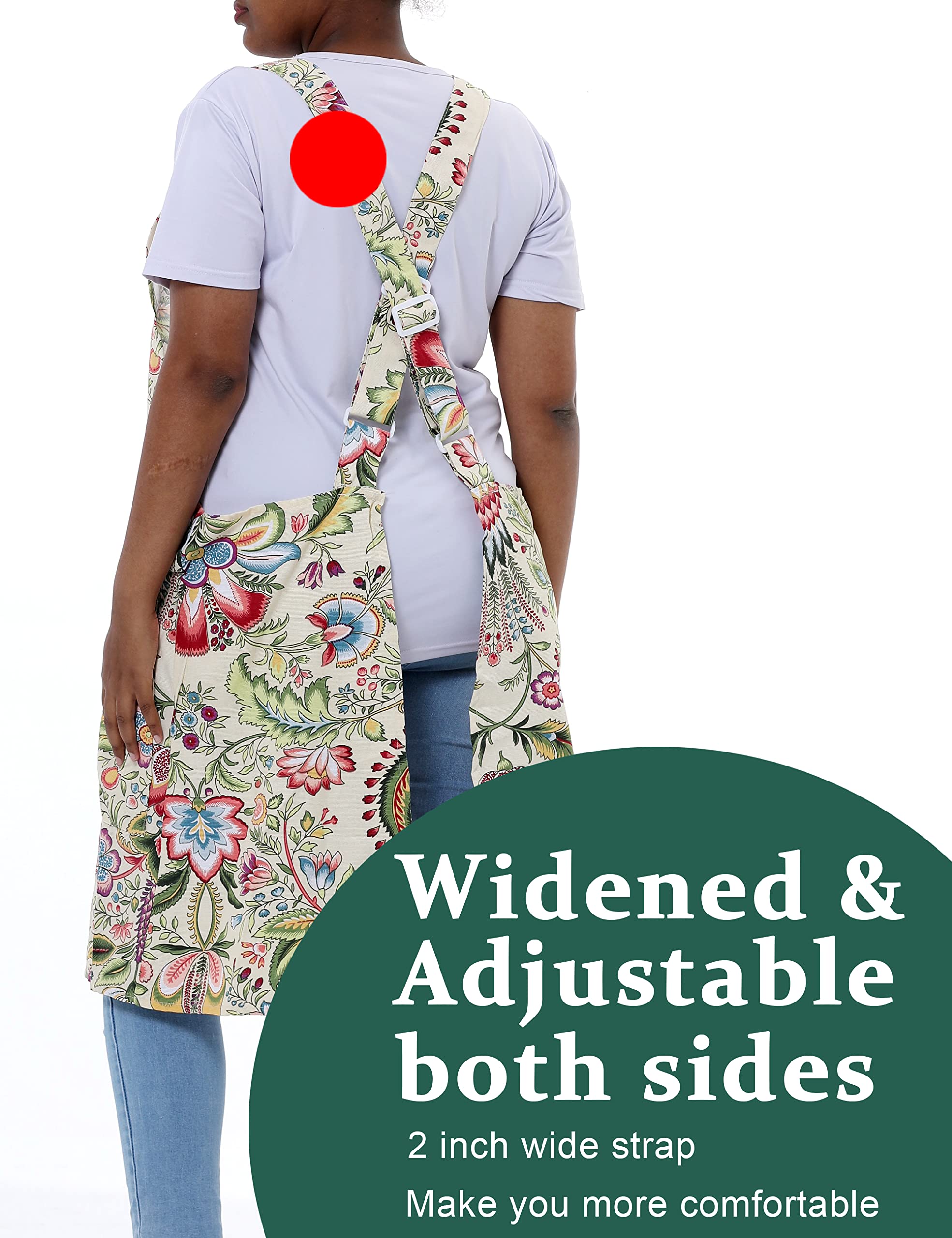 Apronner Big Plus Size Aprons For Women With Pockets Cotton Linen Baking Kitchen Cooking Yellow Flowers