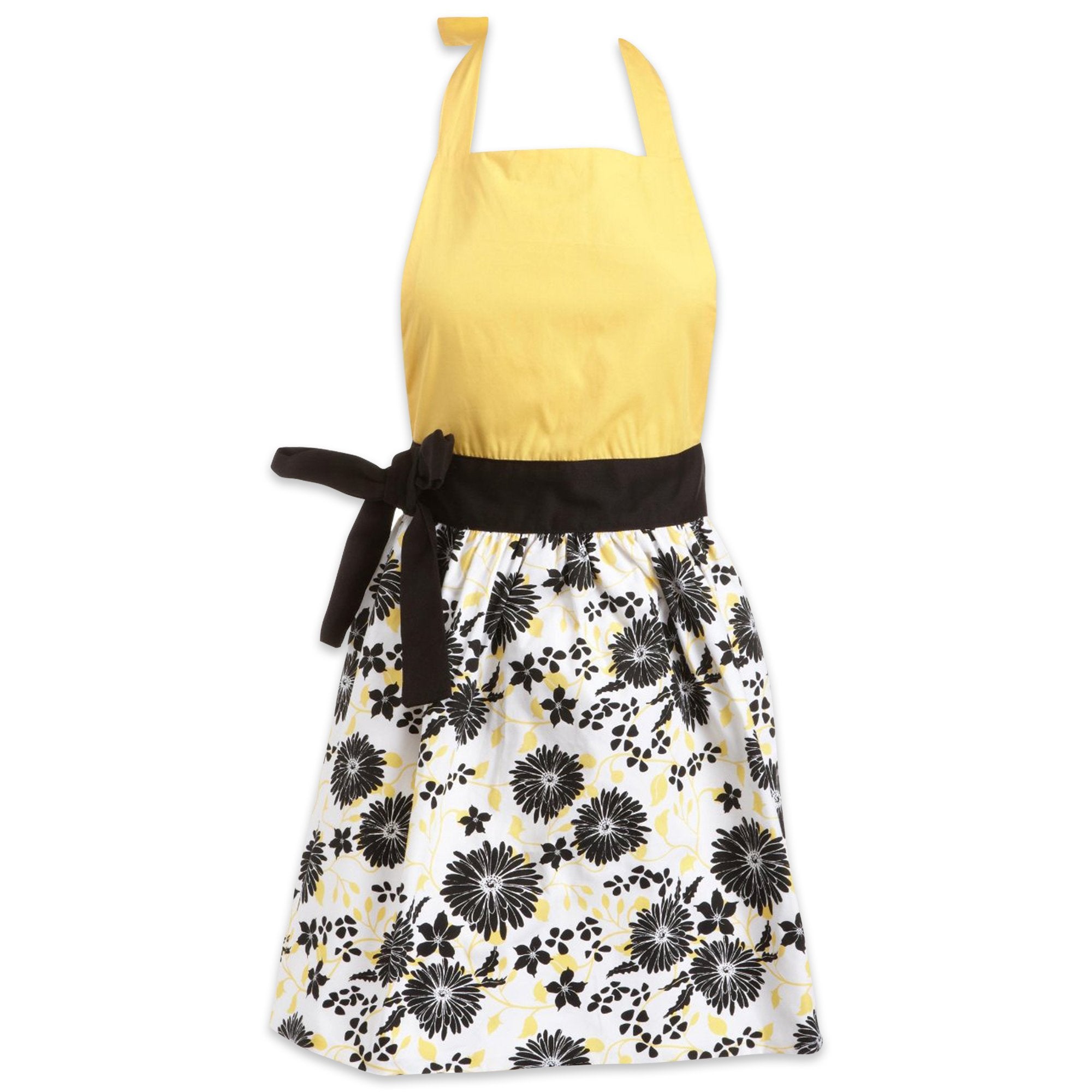 Dii WomenS Cotton Skirted Kitchen Apron For Cooking, Baking & Crafts, Adjustable With Generous Waist Ties, Black Daisy, One Siz