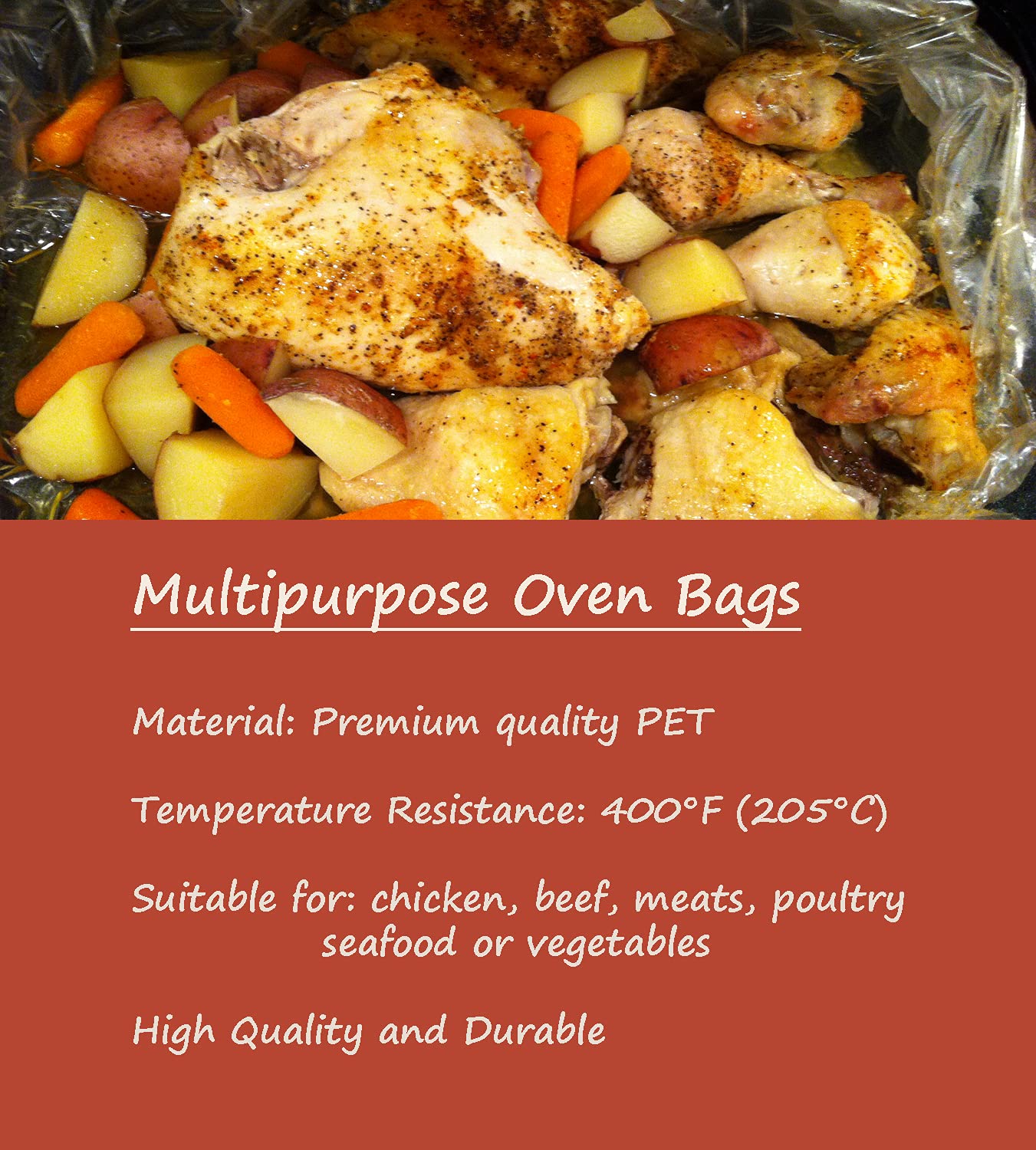 15  Oven Bags, Cooking Roasting Bags Medium Size For Meats Chicken Fish Vegetables (14  17 Inch)