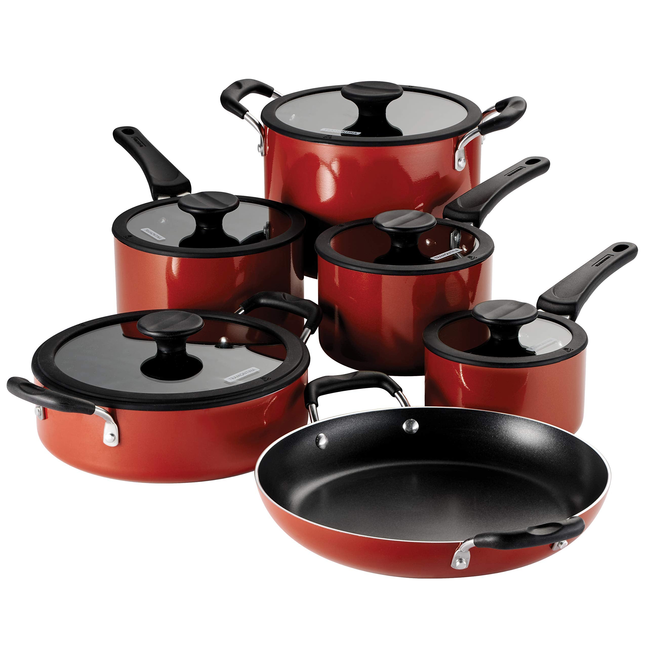 Tramontina Nesting 11 Pc Nonstick Cookware Set - Red - 80156/042DS