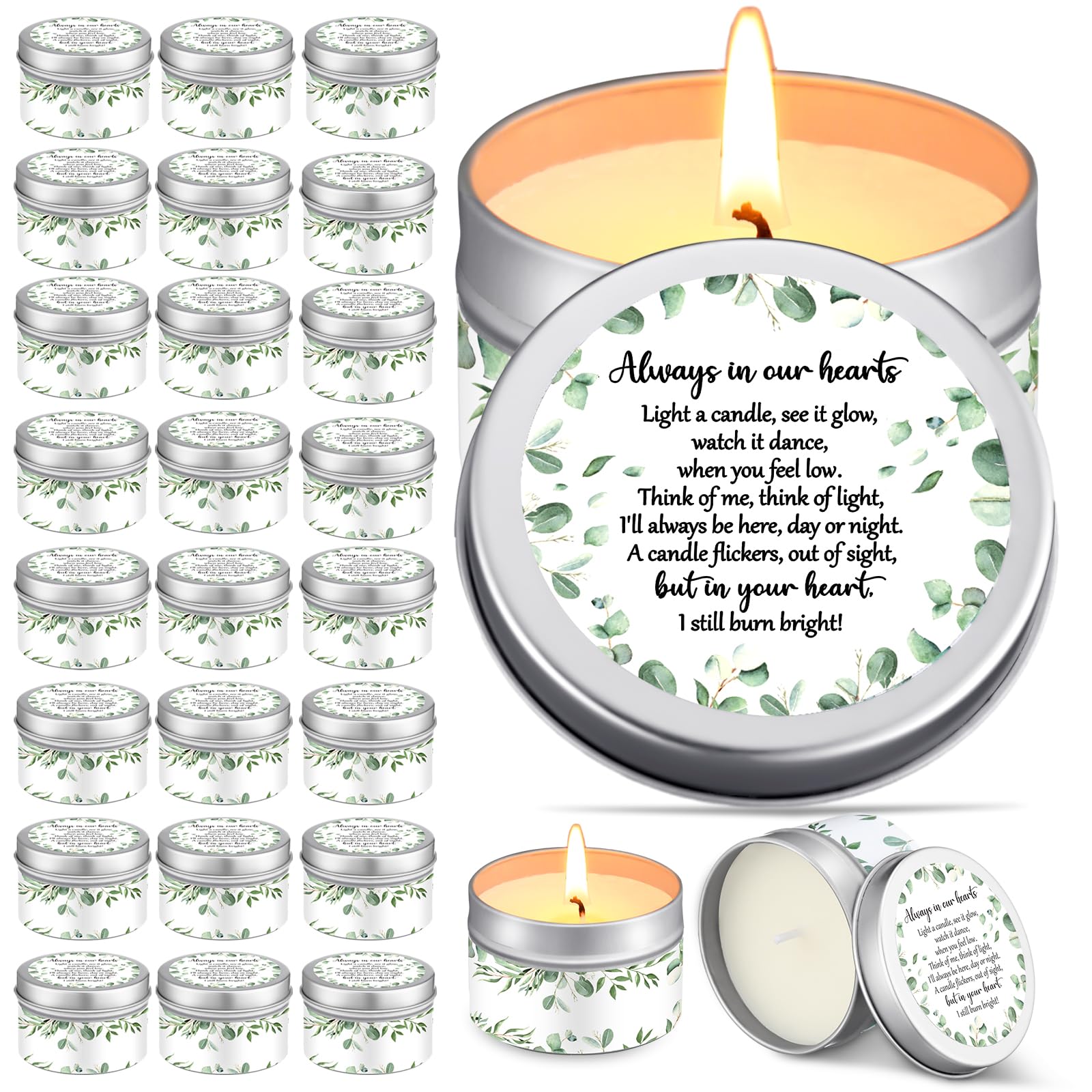MTLEE 24 Pcs Celebration of Life Decorations Funeral Memorial Candles Funeral Keepsakes Favors for Guests Sympathy Candle for Lo