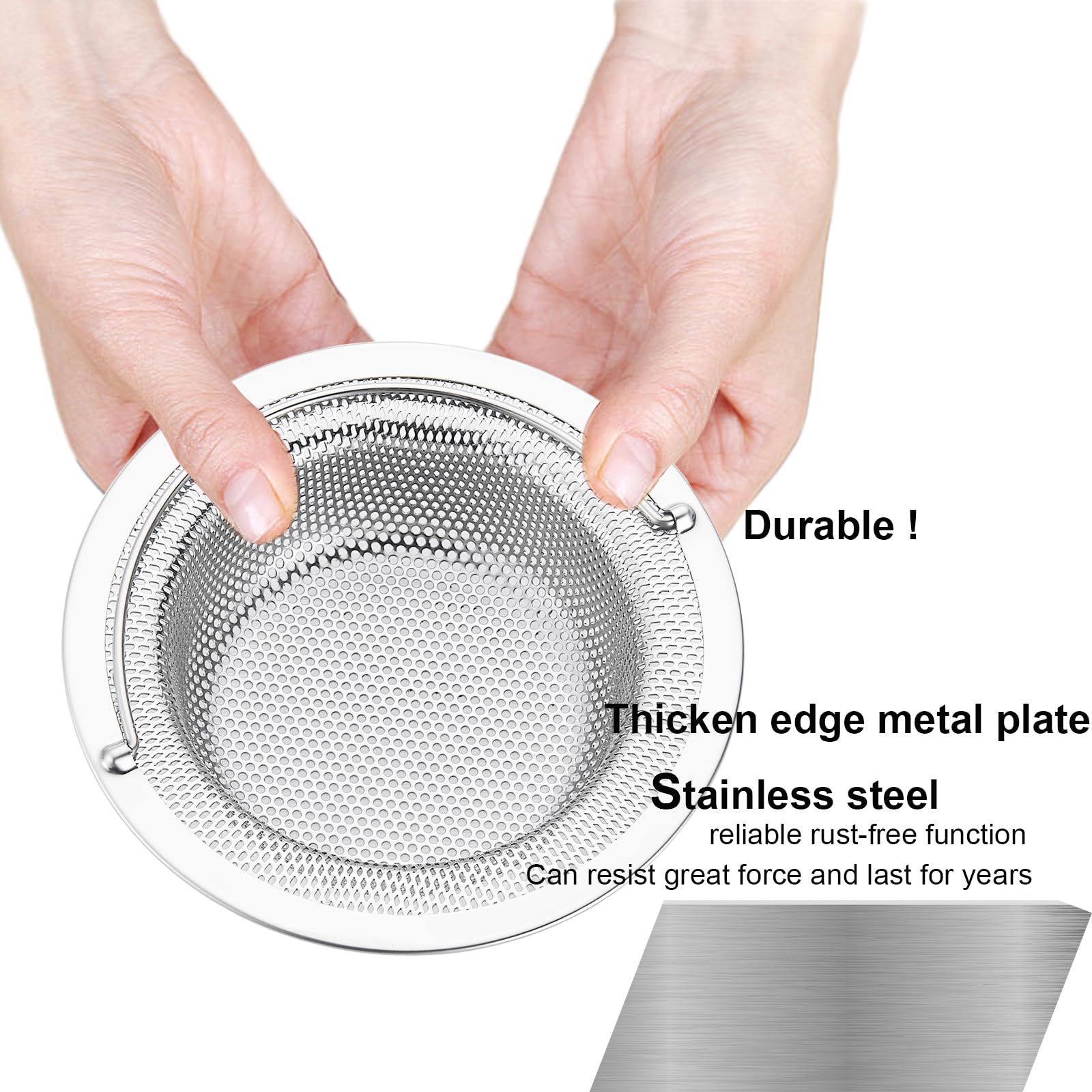 LASSHSWA Kitchen Sink Strainer, Stainless Steel, 4.5" Diameter, Silver, 2PCS, Model SC001hd-304